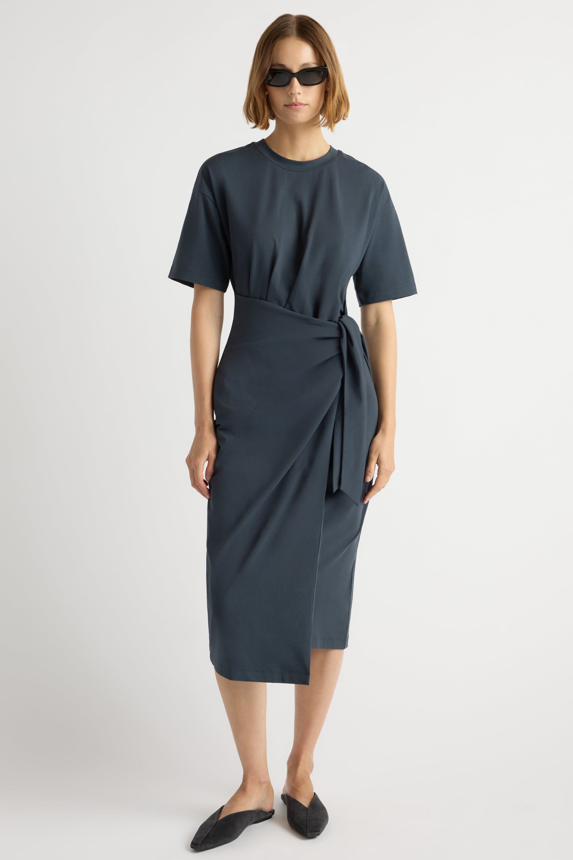 Noa Organic Cotton T-Shirt Wrap Dress Dark Maritime / Regular / L Noa Organic Cotton T-Shirt Wrap Dress Dark Maritime / Regular / L