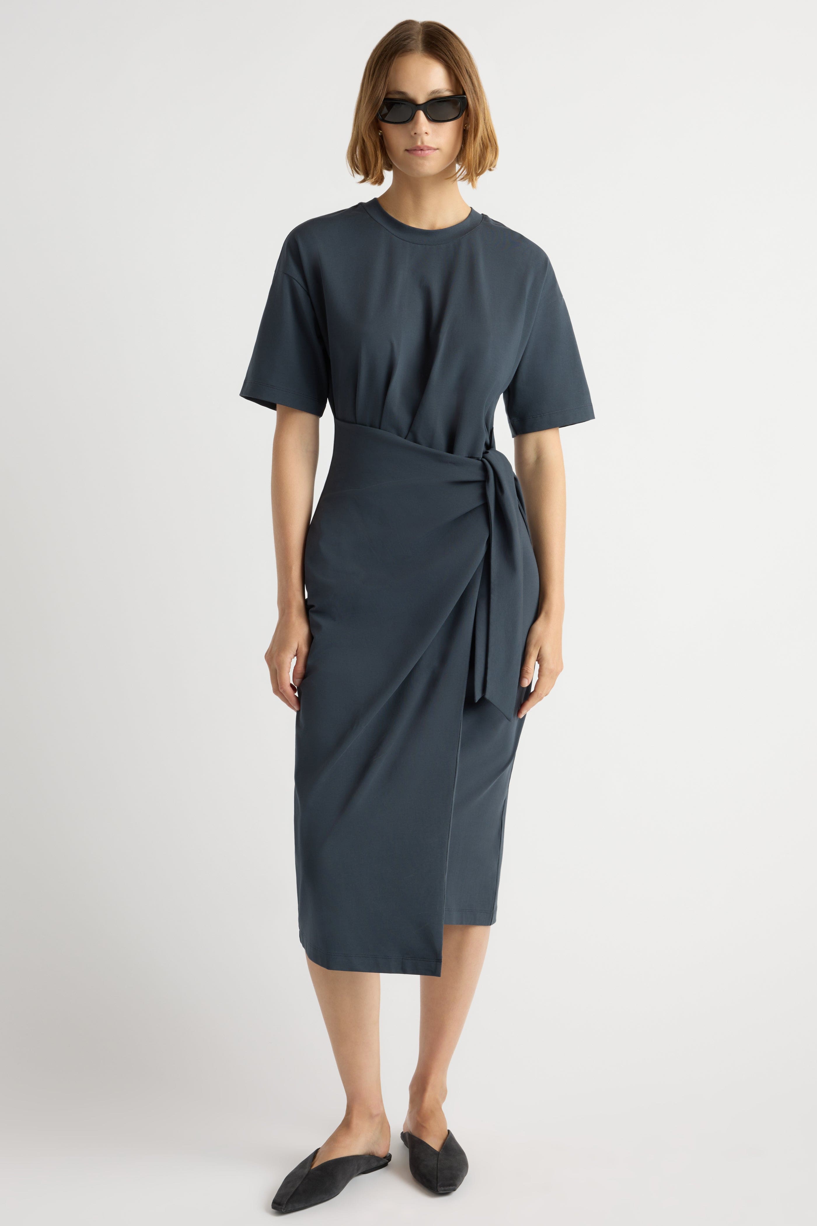 Noa Organic Cotton T-Shirt Wrap Dress Dark Maritime / Regular / XS