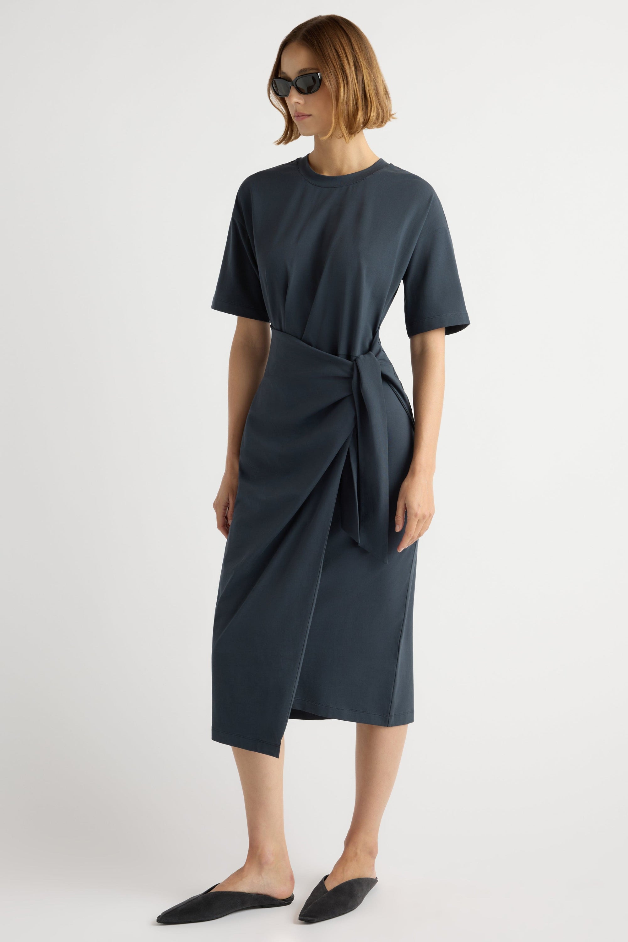 Noa Organic Cotton T-Shirt Wrap Dress Dark Maritime / Regular / L Noa Organic Cotton T-Shirt Wrap Dress Dark Maritime / Regular / L