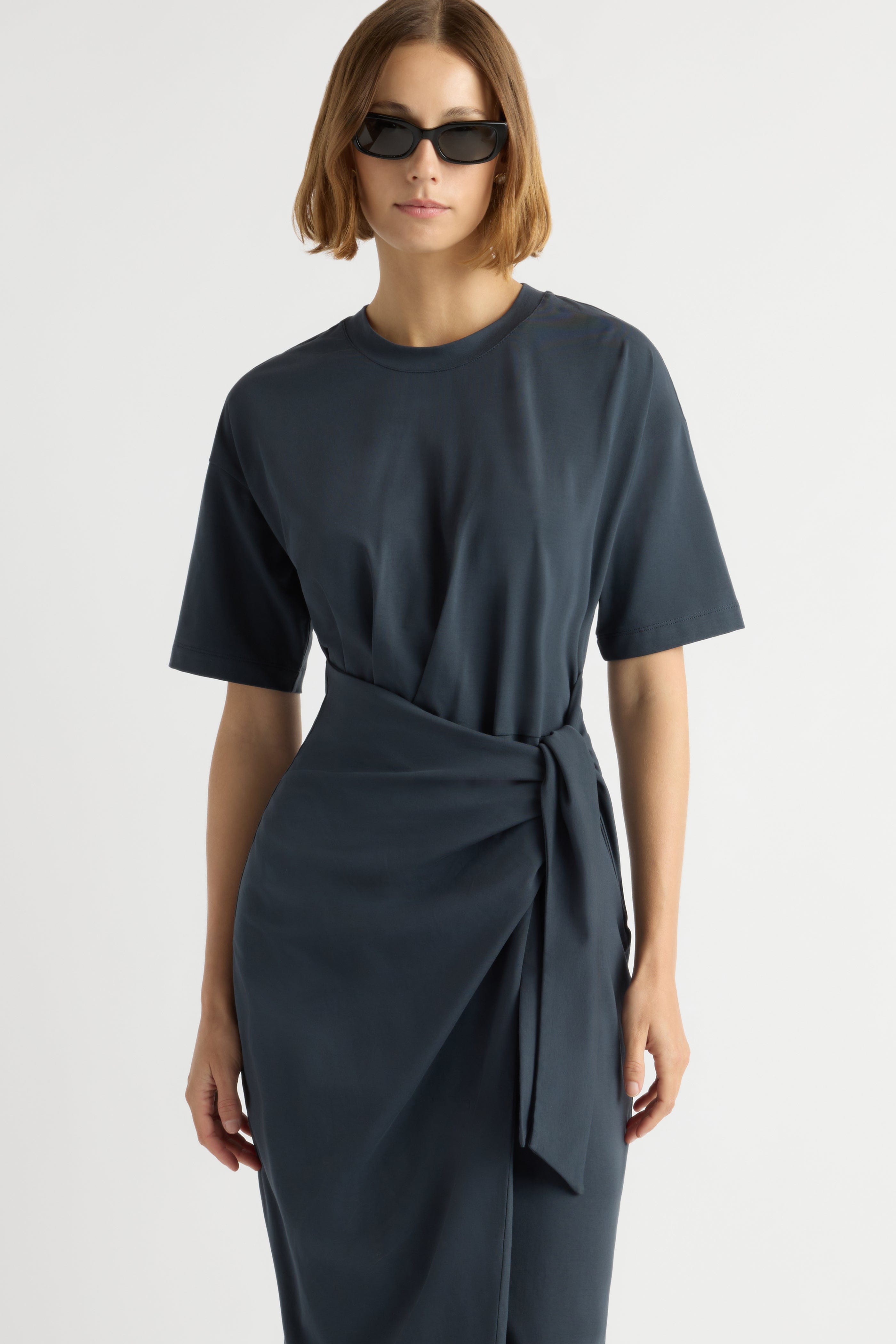 navy blue t-shirt dress Women's 100% Organic Cotton T-Shirt Dress XS / Dark Navy