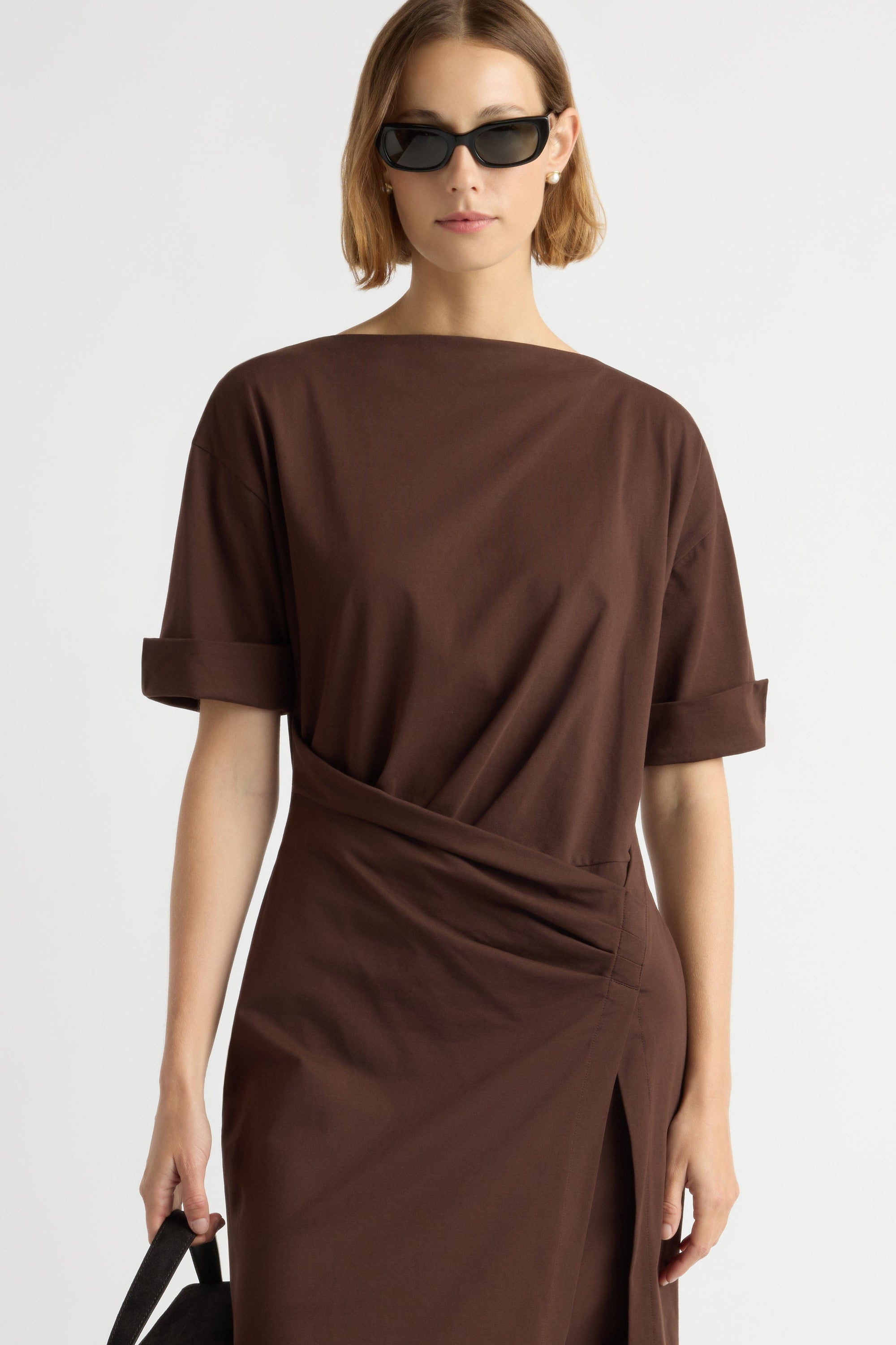 asymmetric wrap dress Noelle Asymmetric-Wrap Dress Chocolate / XS