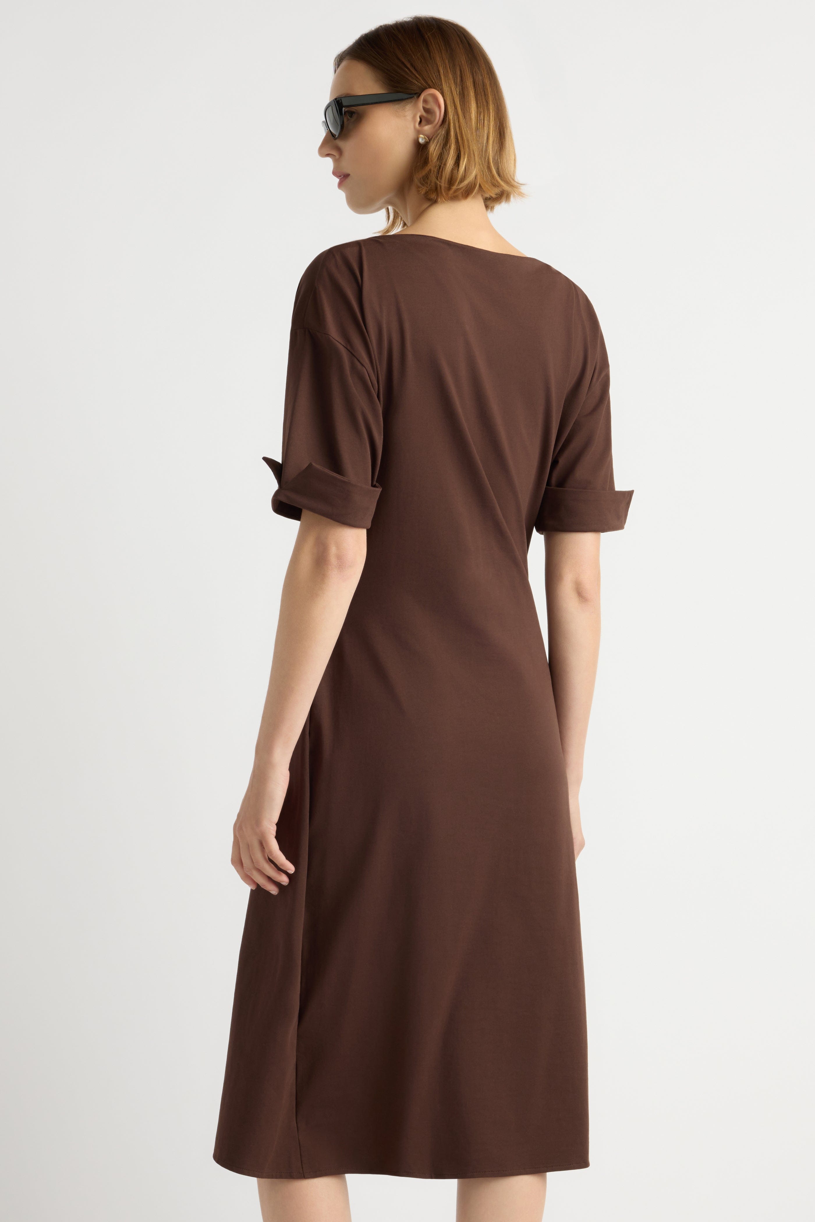Noelle Asymmetric-Wrap Dress Chocolate / XS