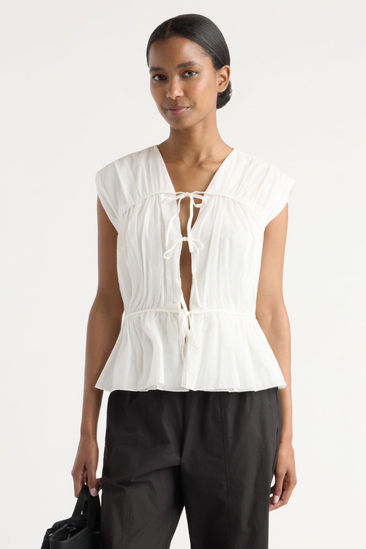 Norah Tie-Front Organic Cotton Blouse
