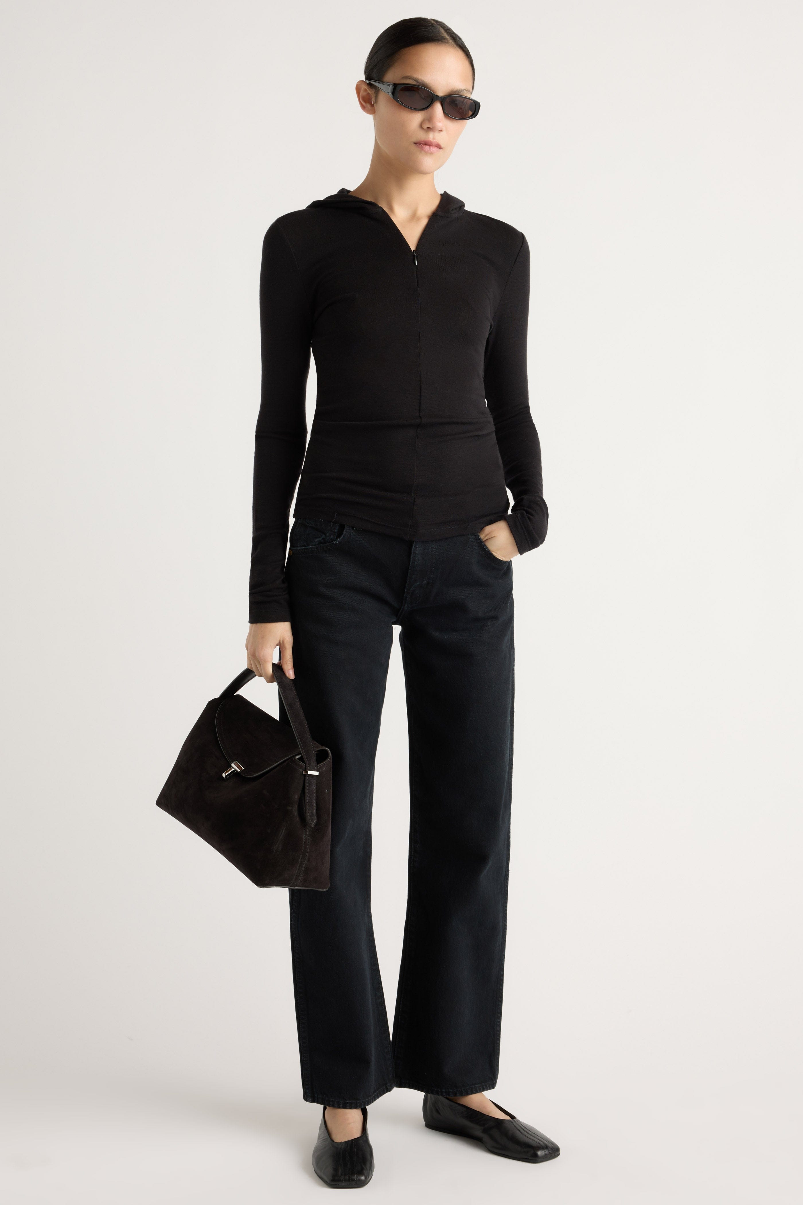 Nyla Zip Tencel-Wool Hooded Tee