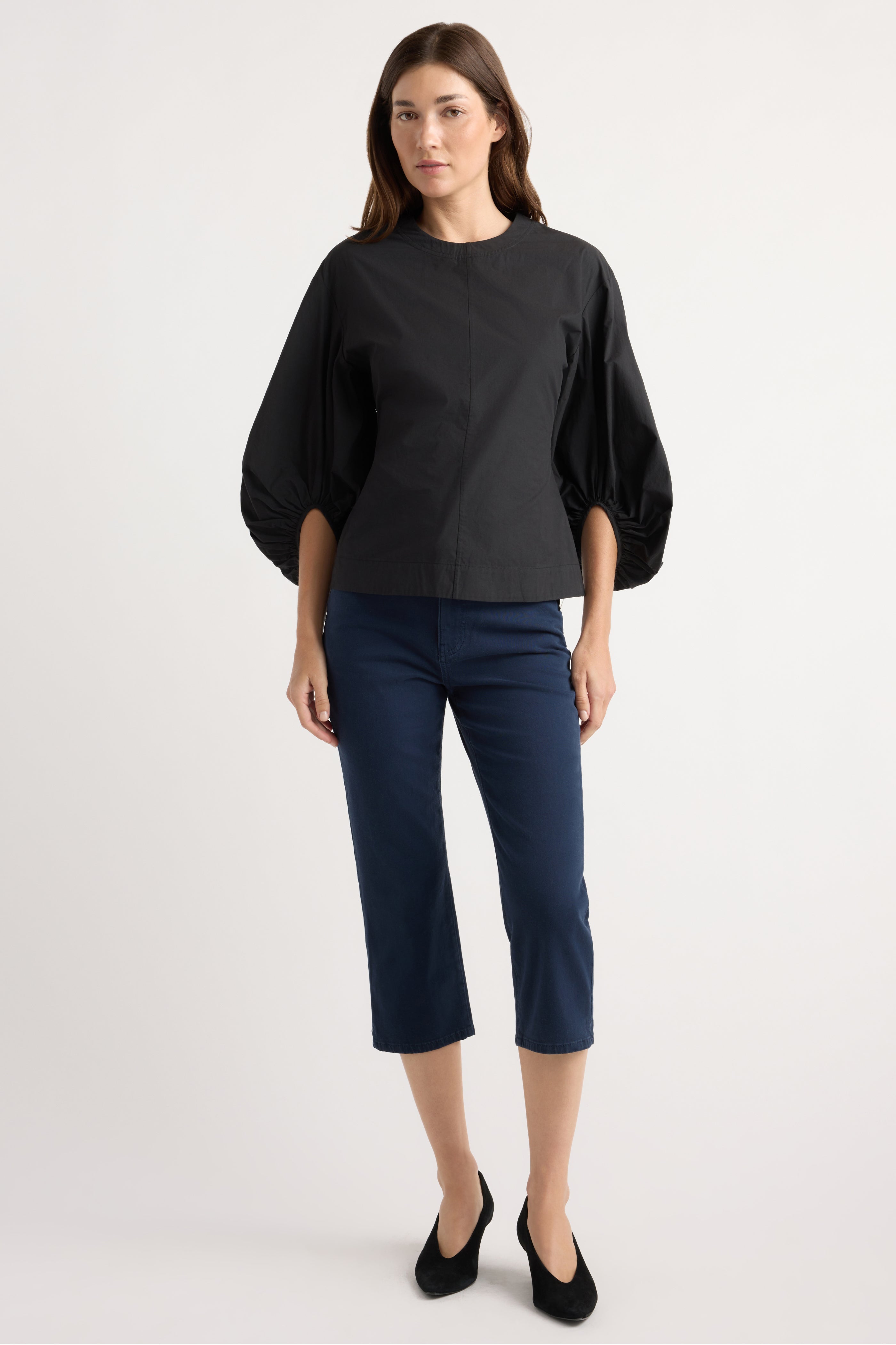 Odessa Sculpted Balloon-Sleeve Blouse