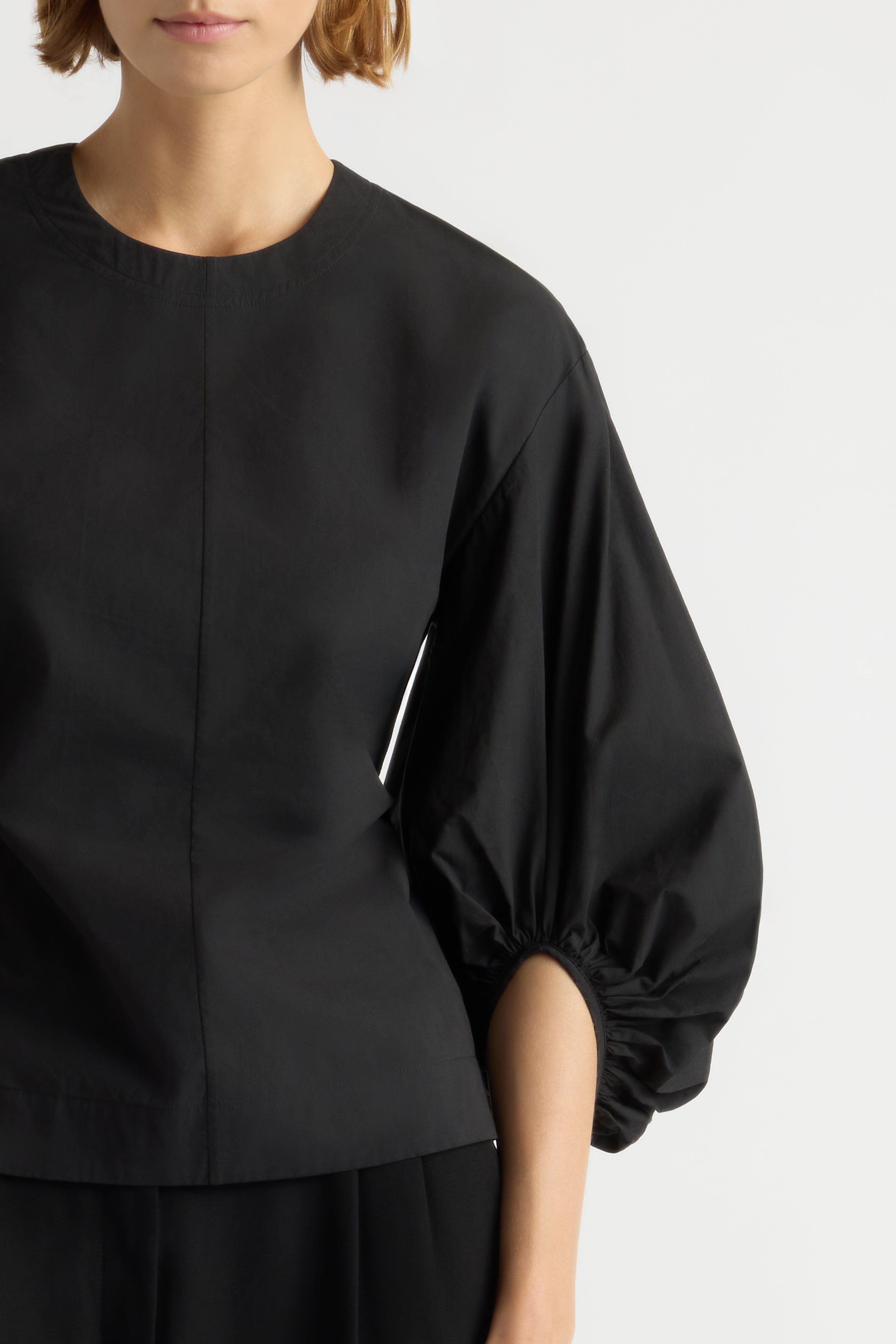 Odessa Sculpted Balloon-Sleeve Blouse