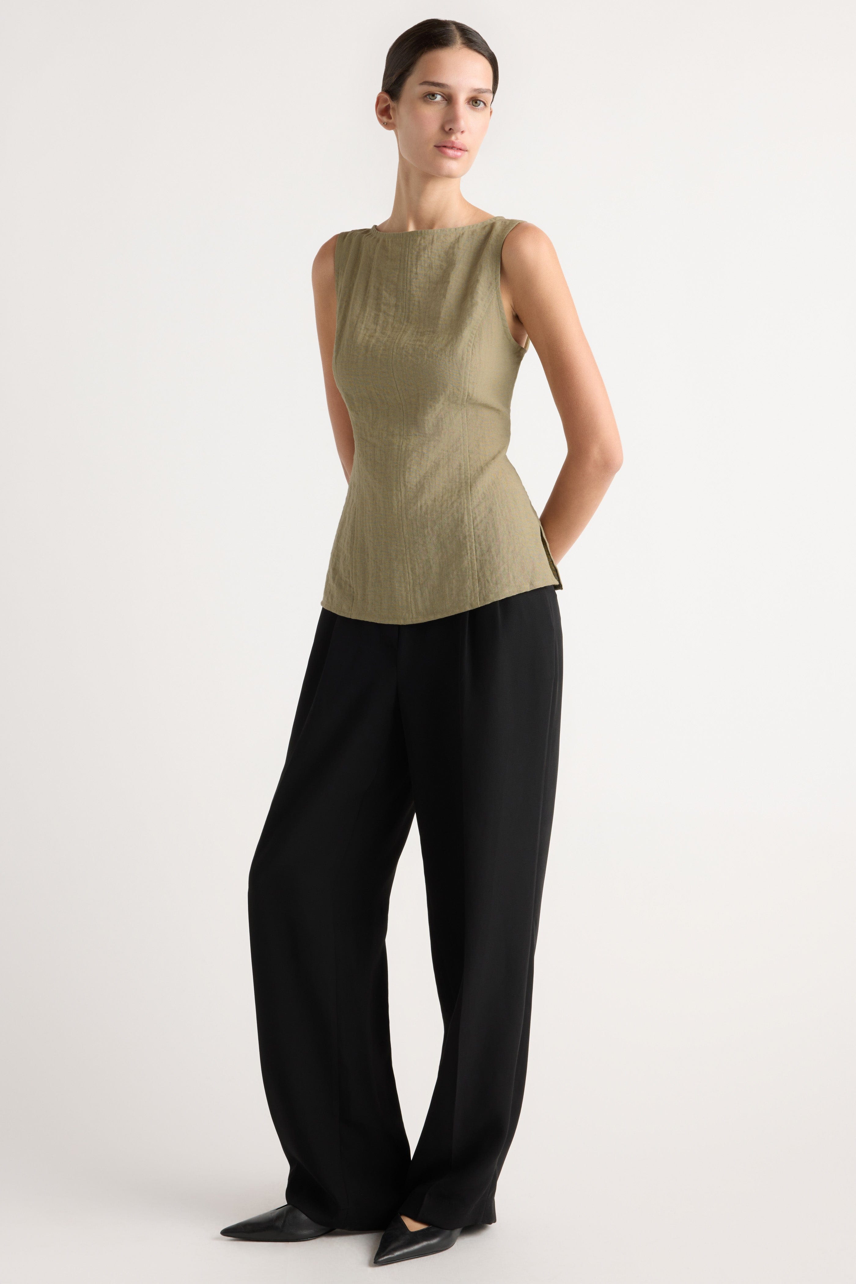 Orion Double-Pleated Tailored Pant