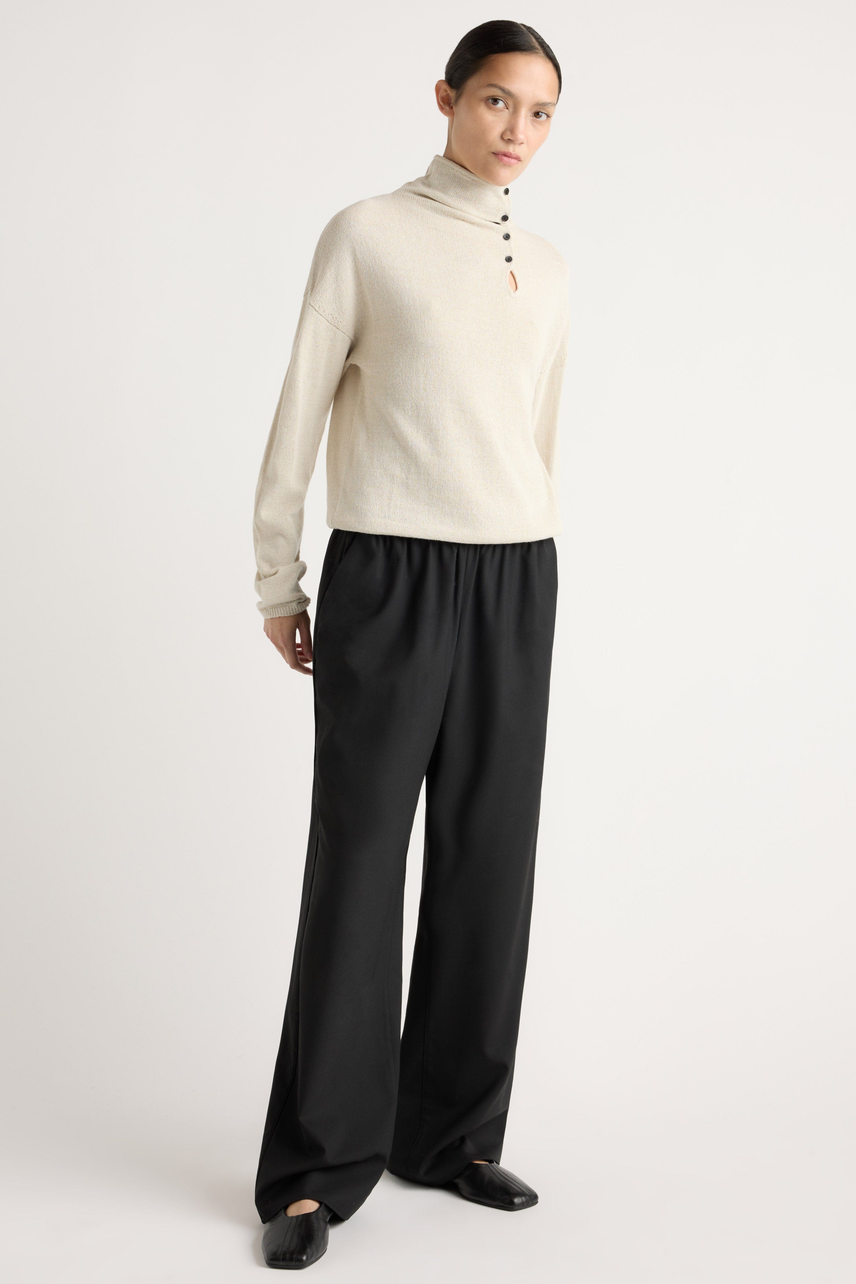 Parmer Wool-Blend Stretch-Waist Pant