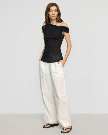 Renée | Paula Smocked-Waist Organic Cotton Pant in Size Small