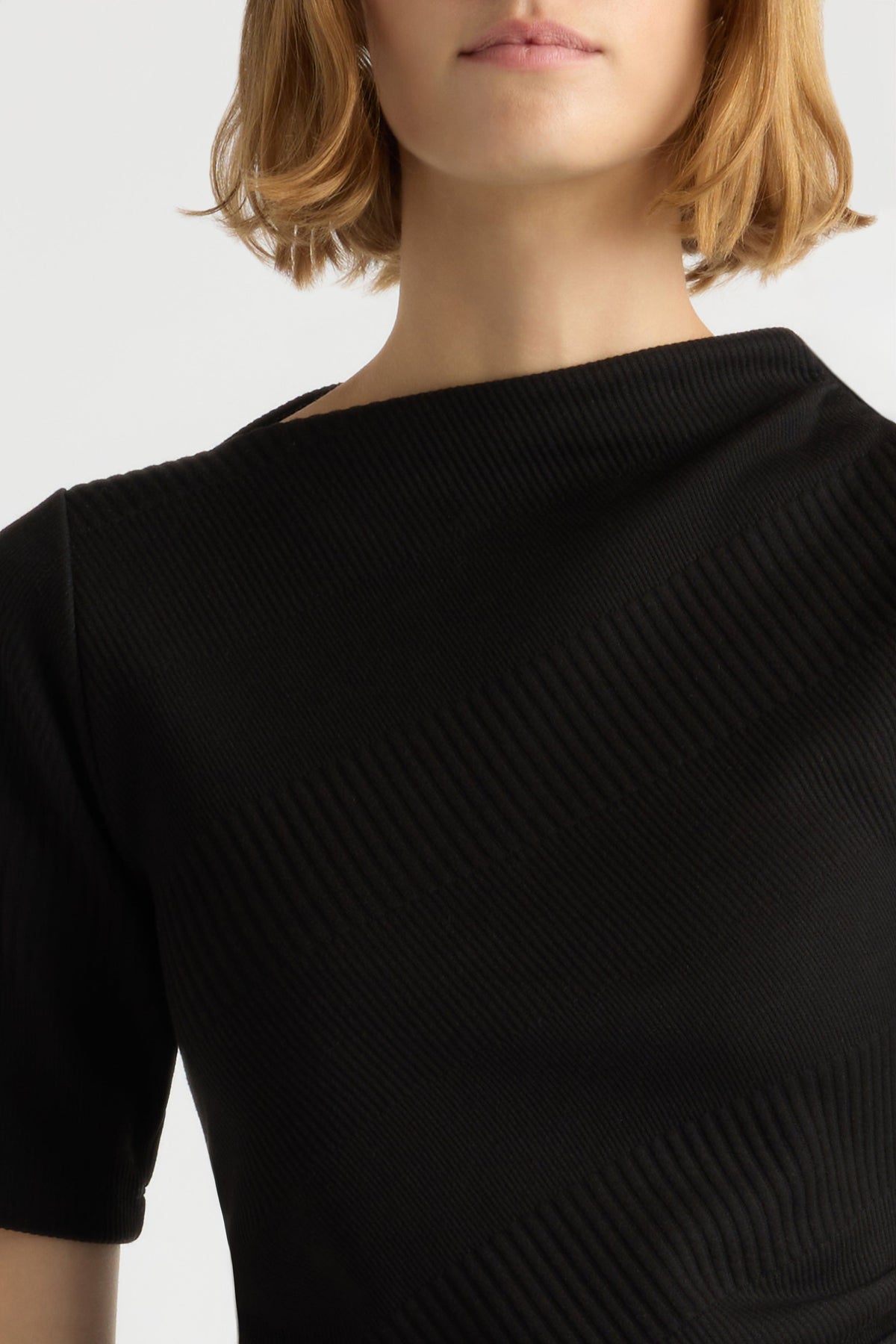 Pauline Ribbed Asymmetric-Neck Top