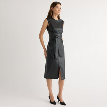 Renée | Pilar Vegan Leather Tie-Front Dress in Size Extra Small