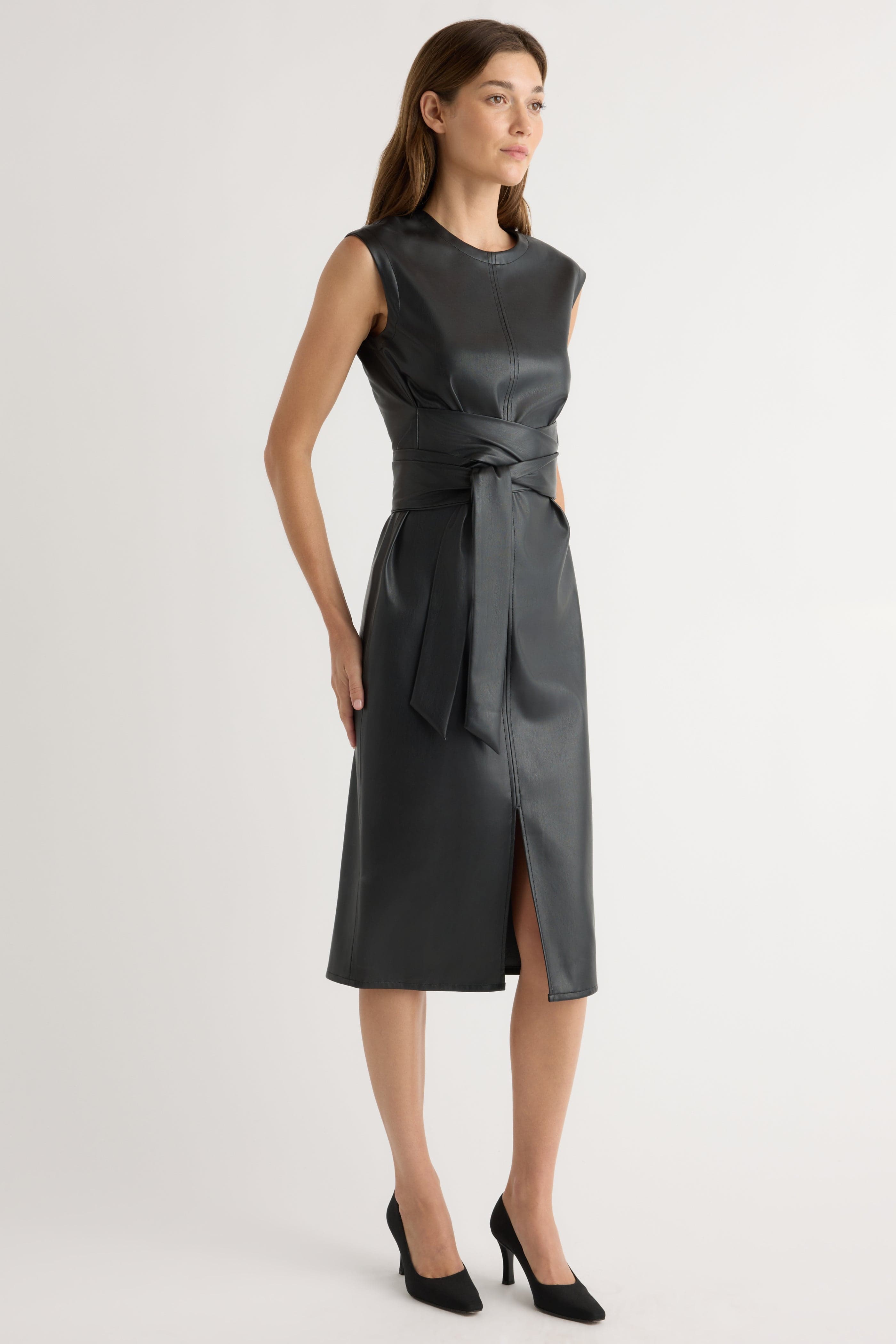 Pilar Vegan Leather Tie-Front Dress