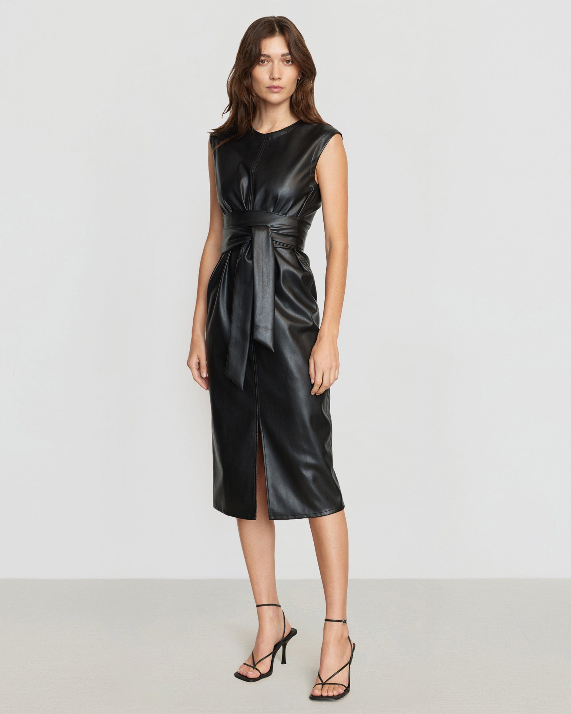 Pilar Vegan Leather Tie-Front Dress