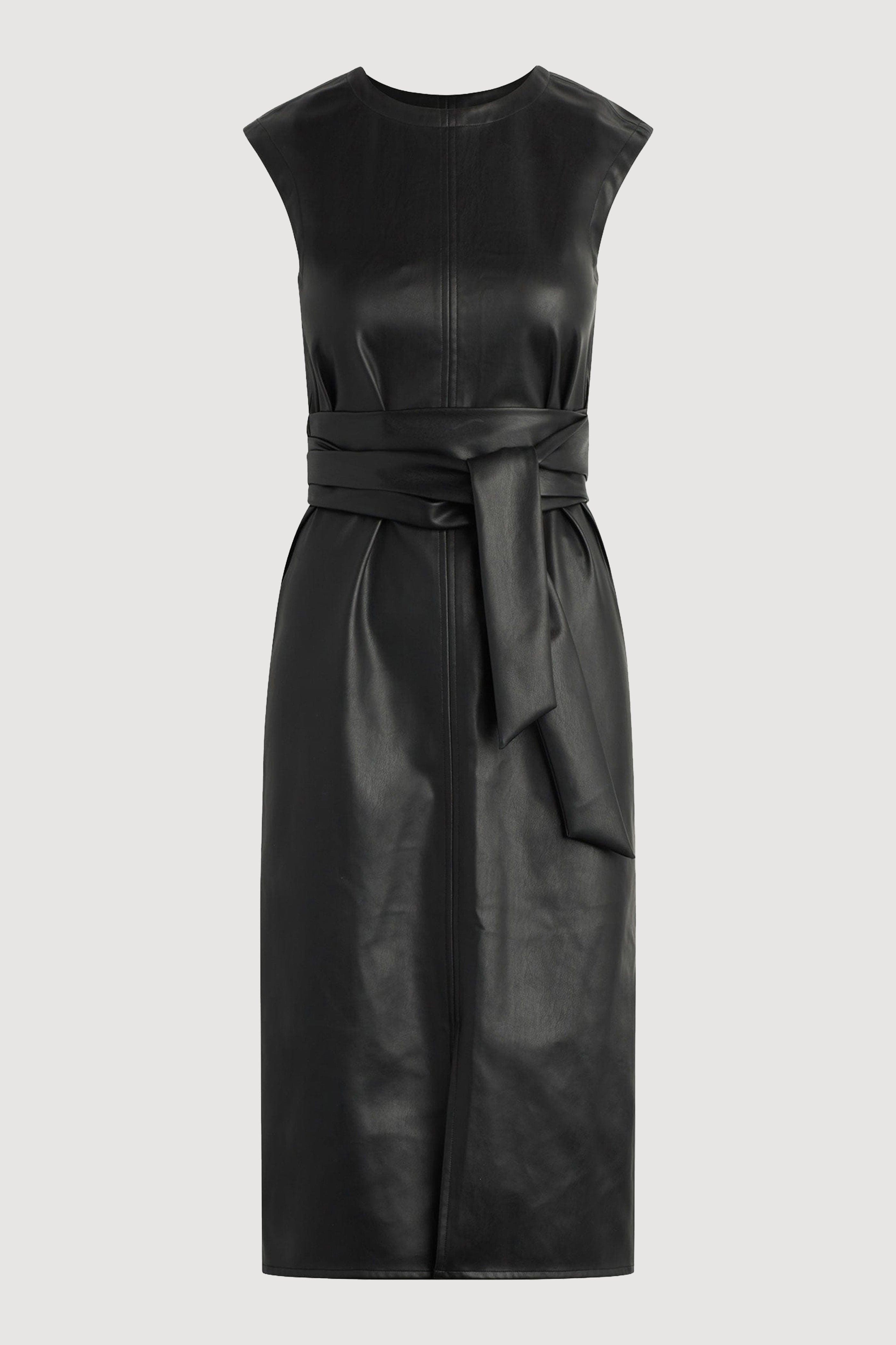 Pilar Vegan Leather Tie-Front Dress Black / Regular / XS Pilar Vegan Leather Tie-Front Dress Black / Regular / XS