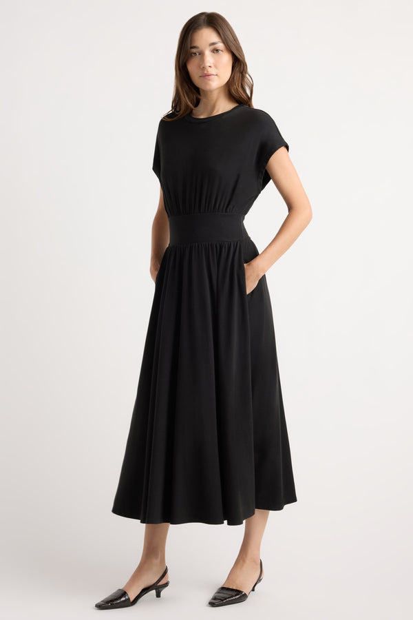 modern stylish dress for women Women's Casual Polyester Cotton Blend Bodycon Dress, Cap Sleeve, Above  Knee, Natural Waist