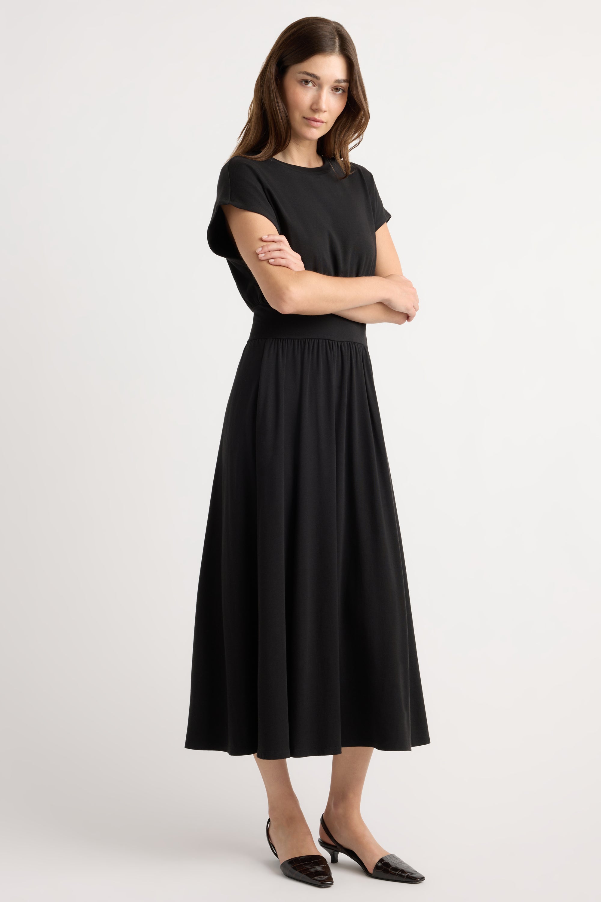 cool foliage black jersey midi dress FARM Rio Cool Foliage Black Jersey Midi-Dress