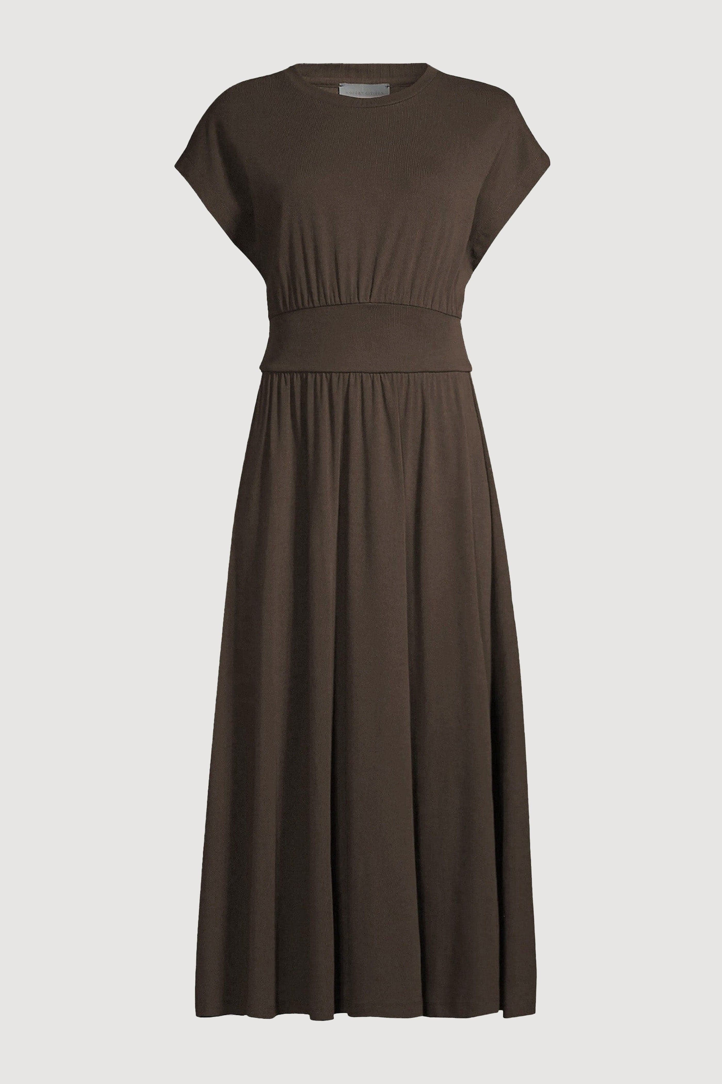 brown petite midi dress Jaqs Light Brown Layered Animal Petite Midi Dress