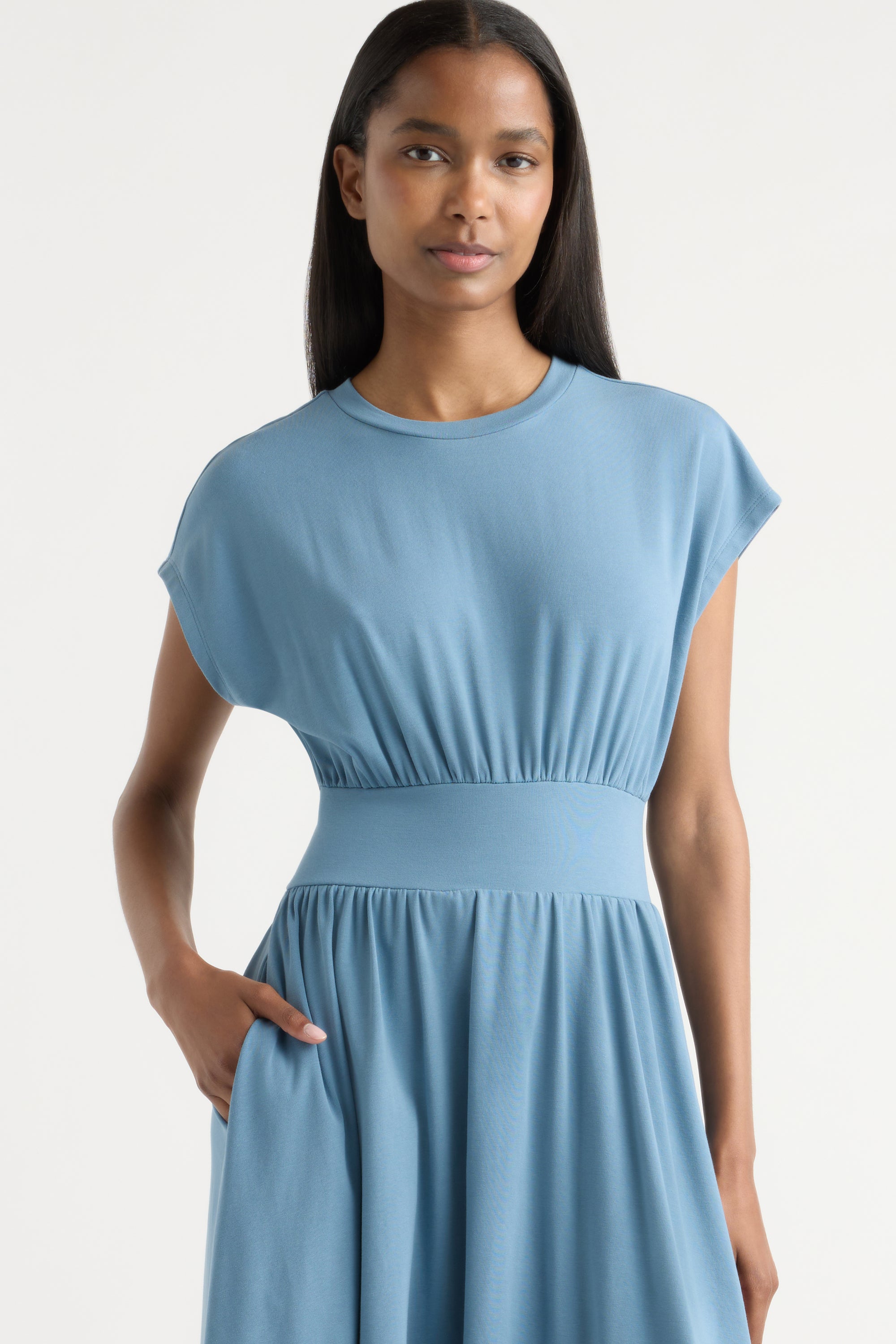 Prima Jersey Midi Dress Dusty Blue / Regular / L Prima Jersey Midi Dress Dusty Blue / Regular / L