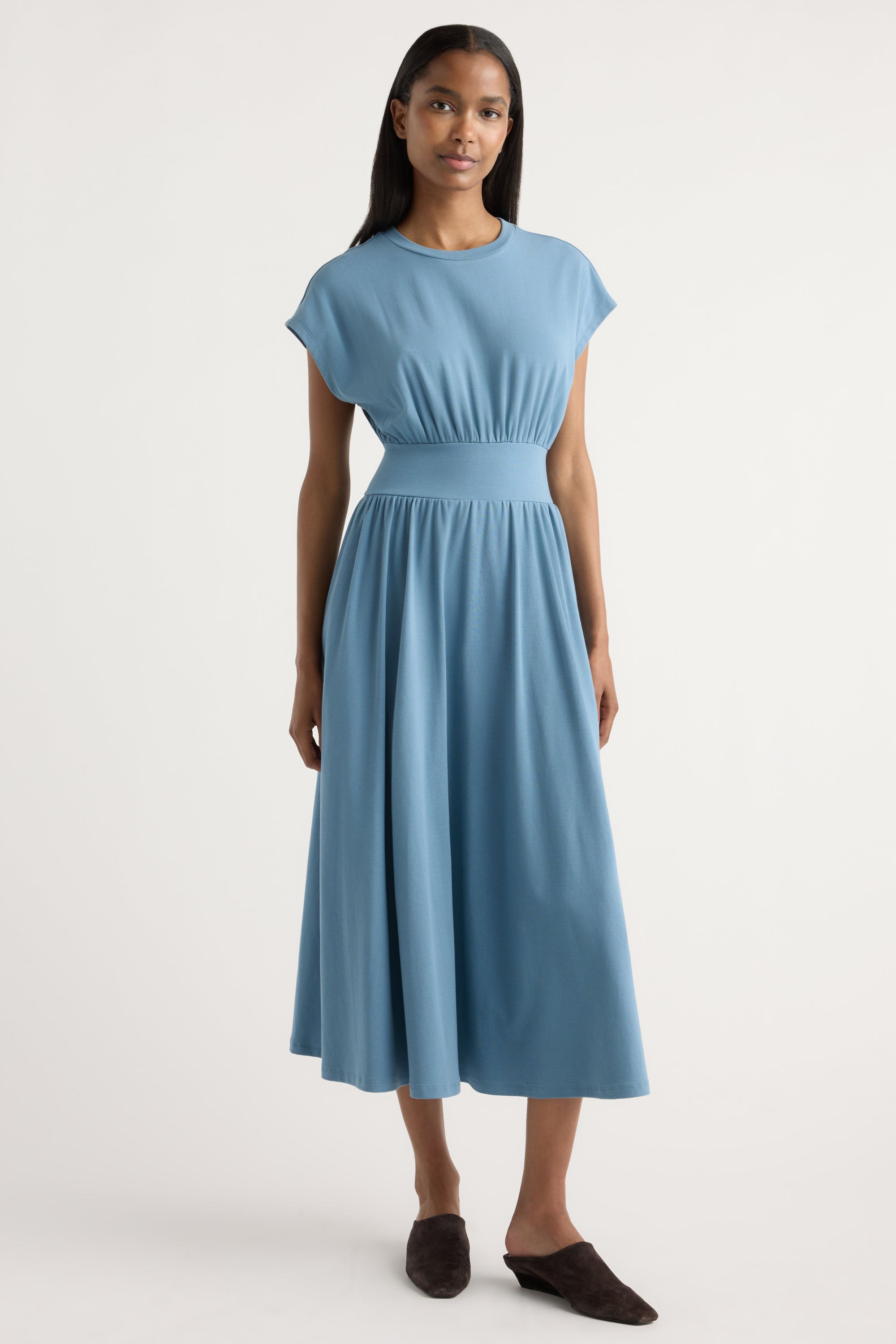 midi jersey dresses Prima Jersey Midi Dress Dusty Blue / Regular / L