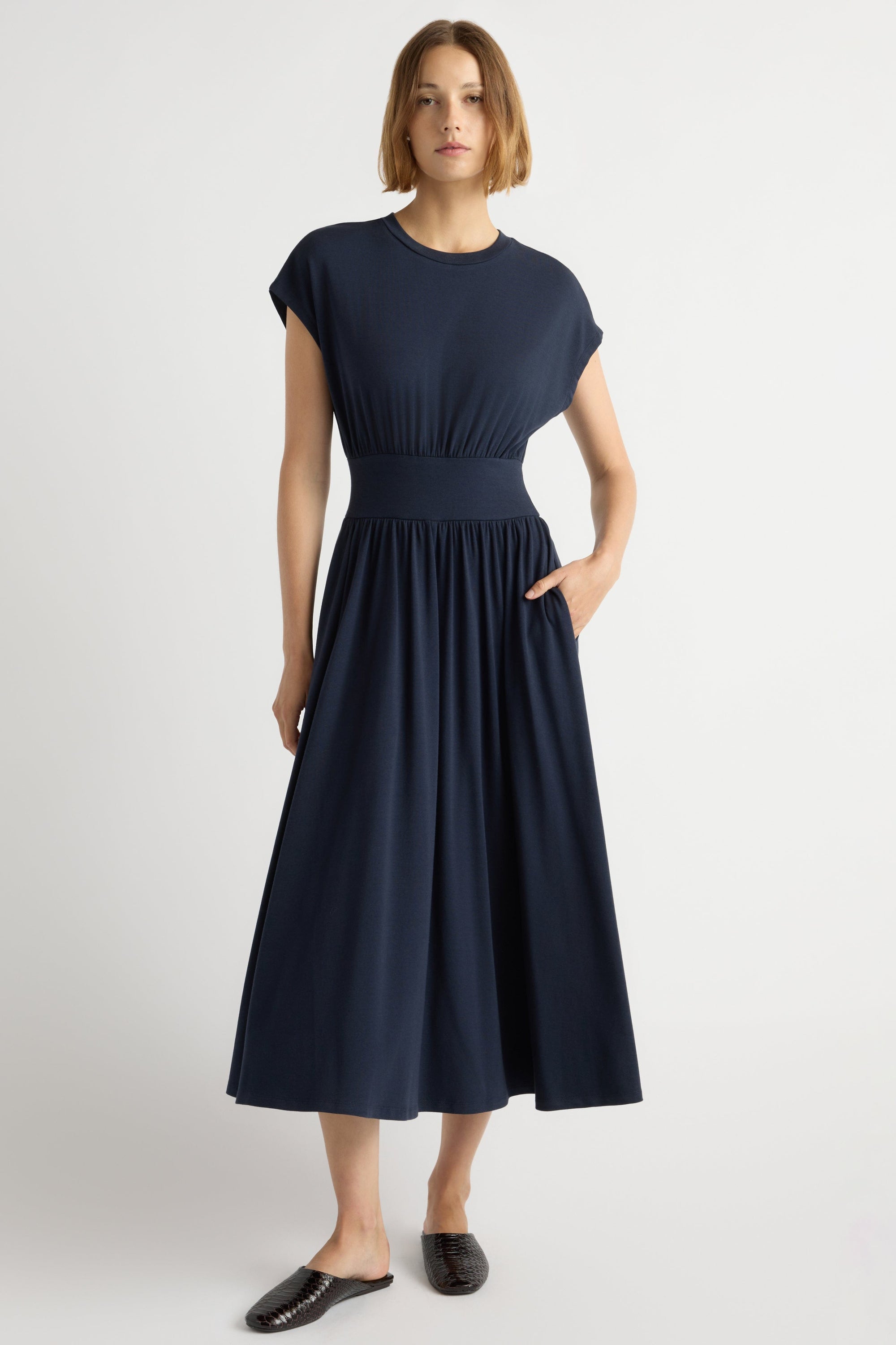 Prima Jersey Midi Dress Navy / Regular / Xs Prima Jersey Midi Dress Navy / Regular / Xs