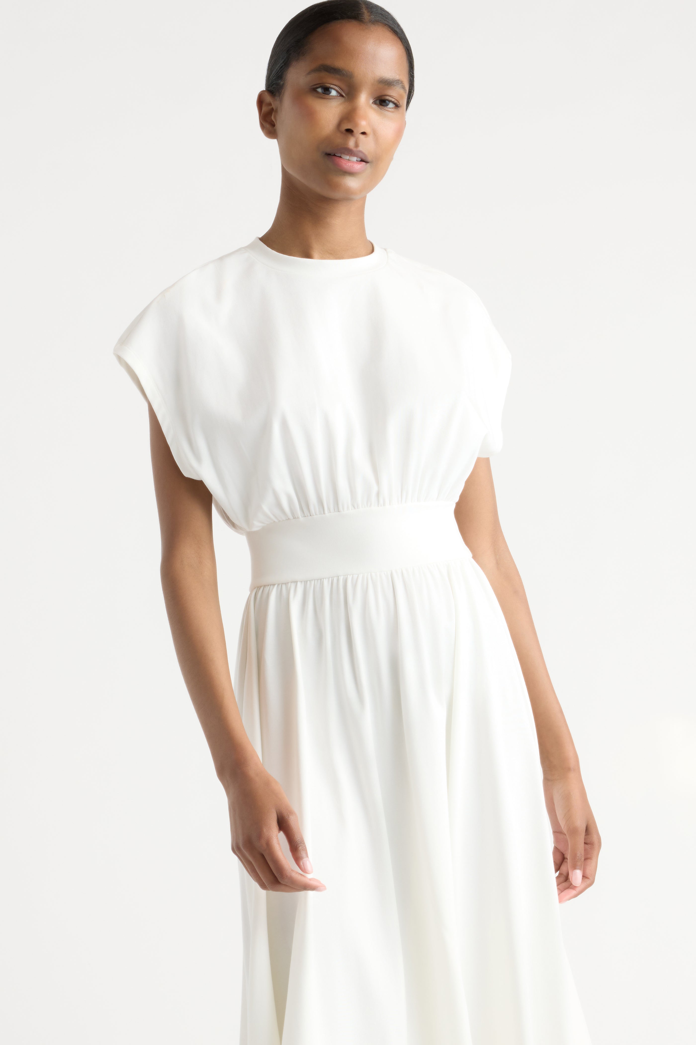 white cocktail midi dress Prima Jersey Midi Dress