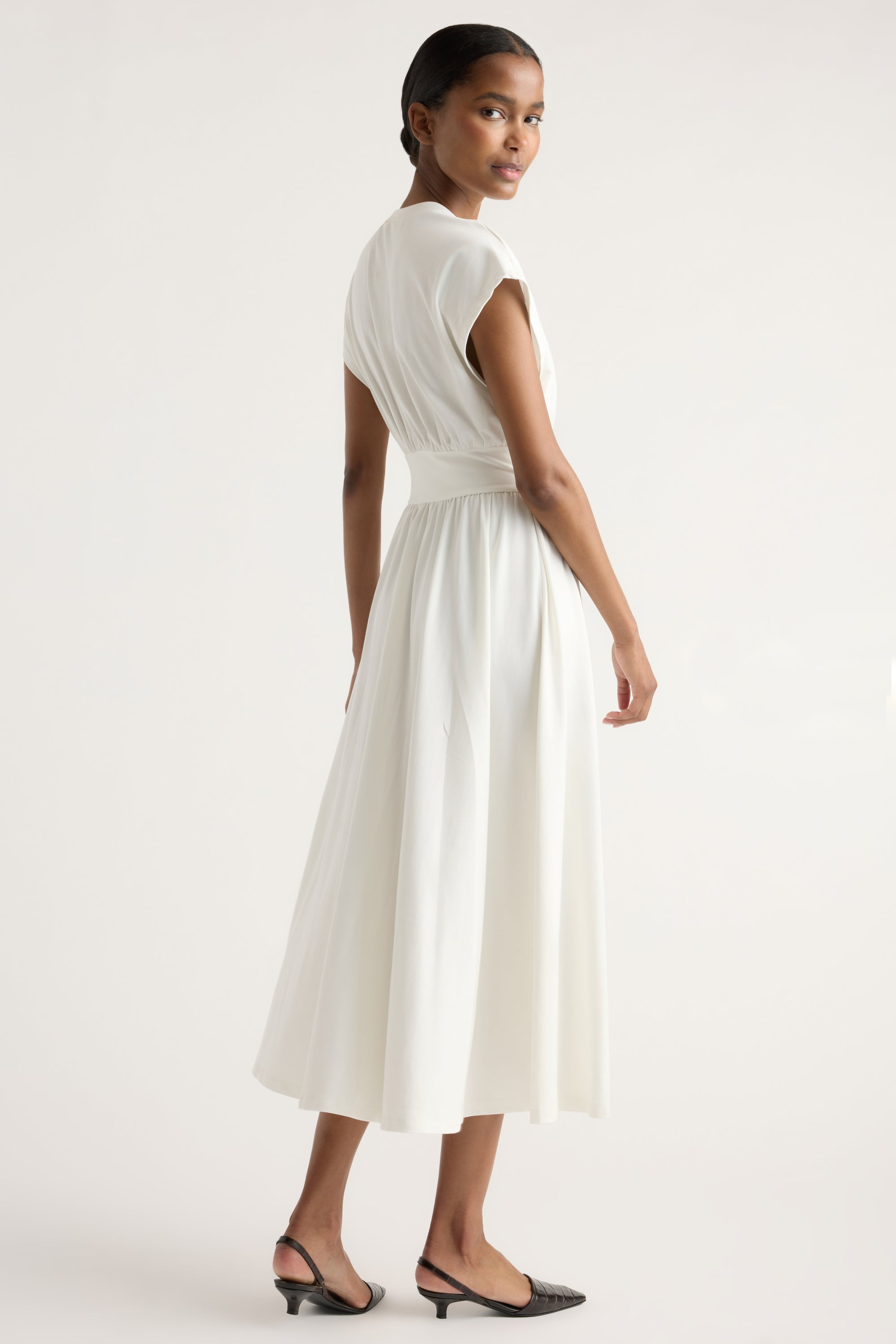 tiered denim dress Belted Button-Up Tiered Denim Midi Dress Medium
