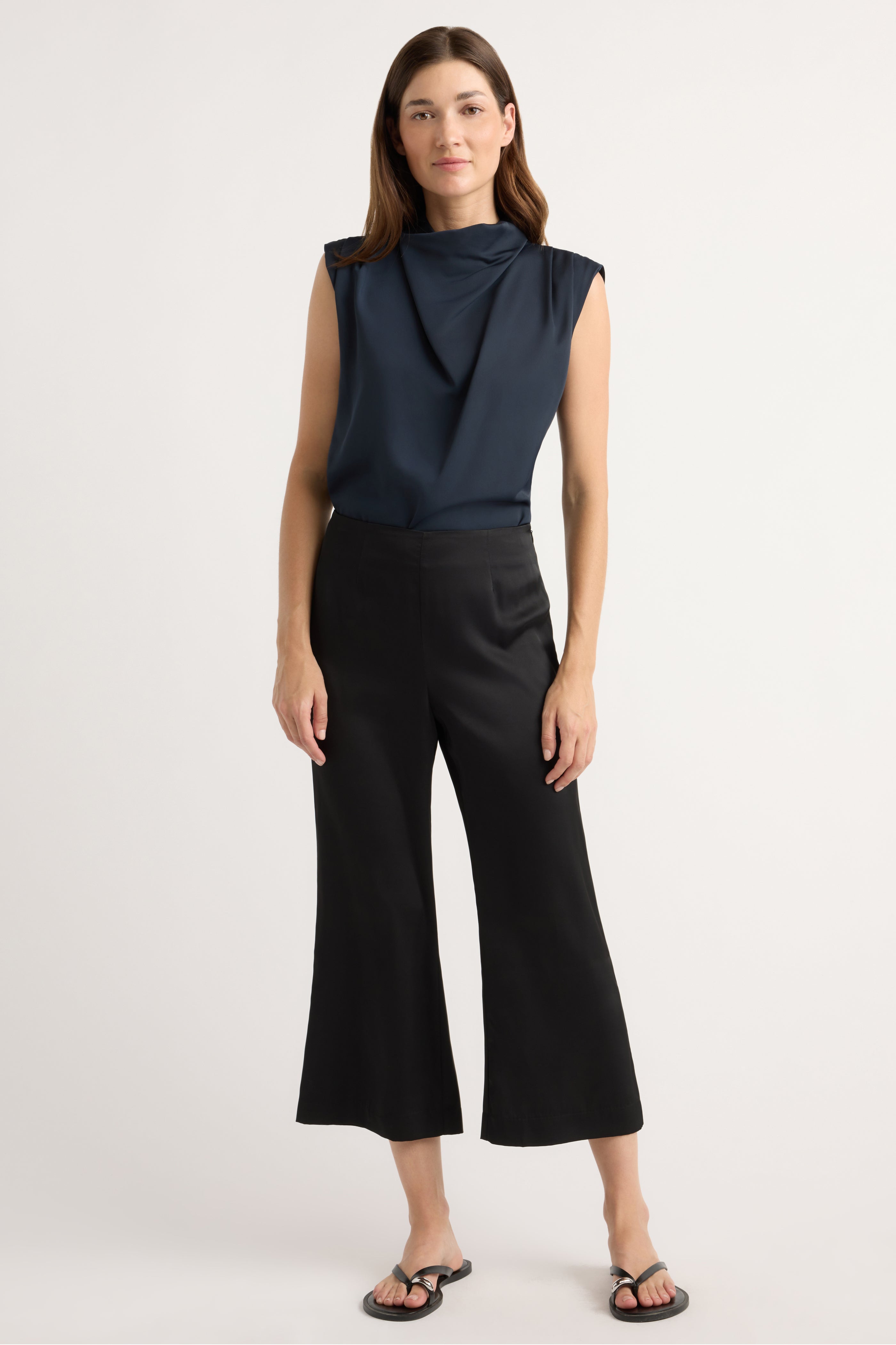Priscilla Satin Kick-Flare Pant