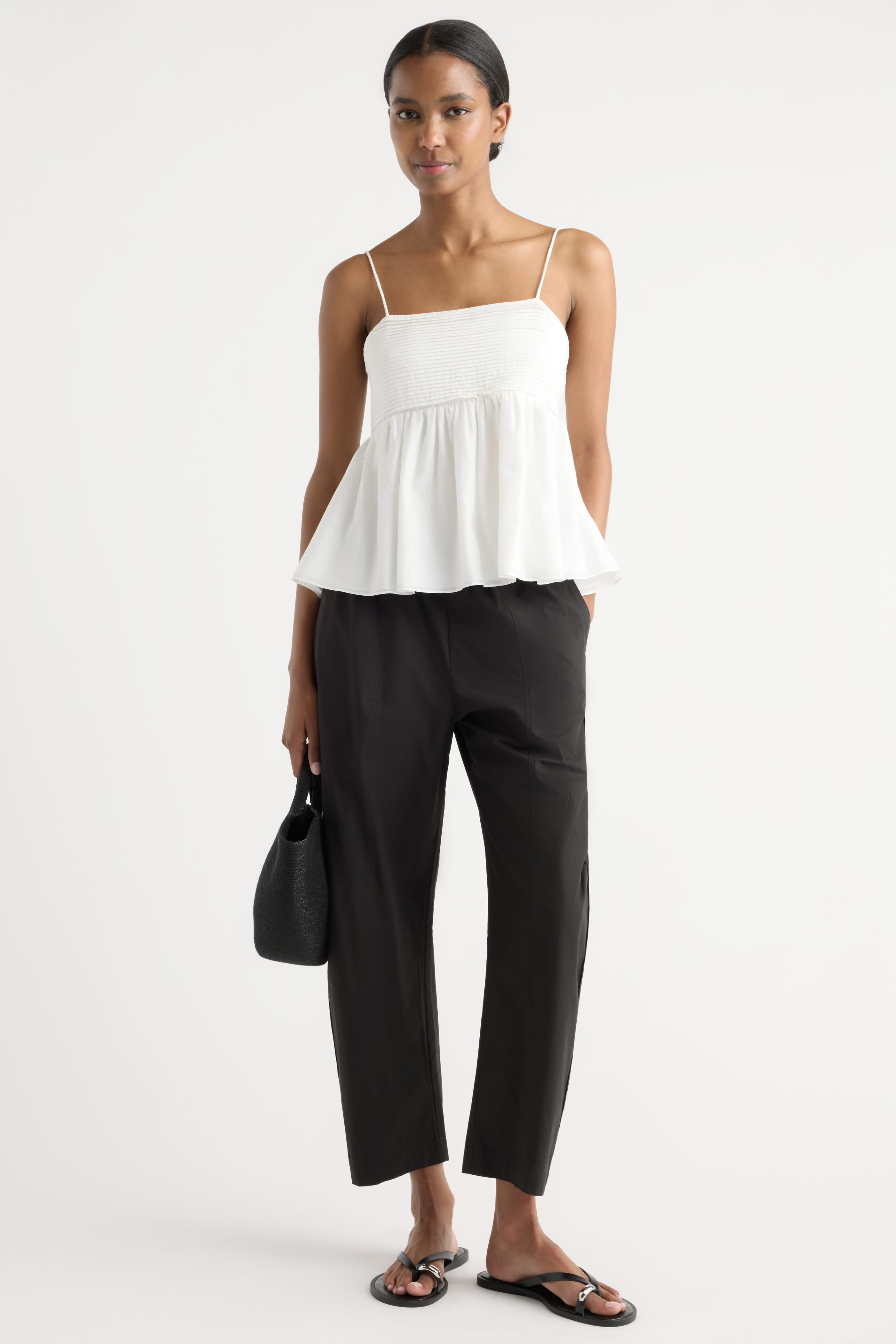 Priya Stretch-Waist Barrel-Leg Pant