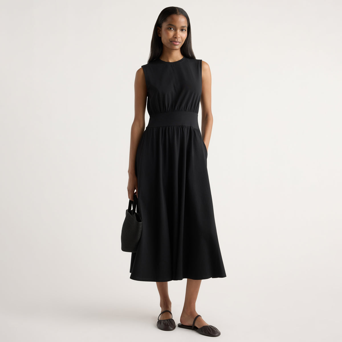 black jersey dress sleeveless Prynn Pay With:325 Qs (Silkroll Fee: $8.13) 98% Polyester Jump-February25 Marlo MADCAP ENGLAND 1960s