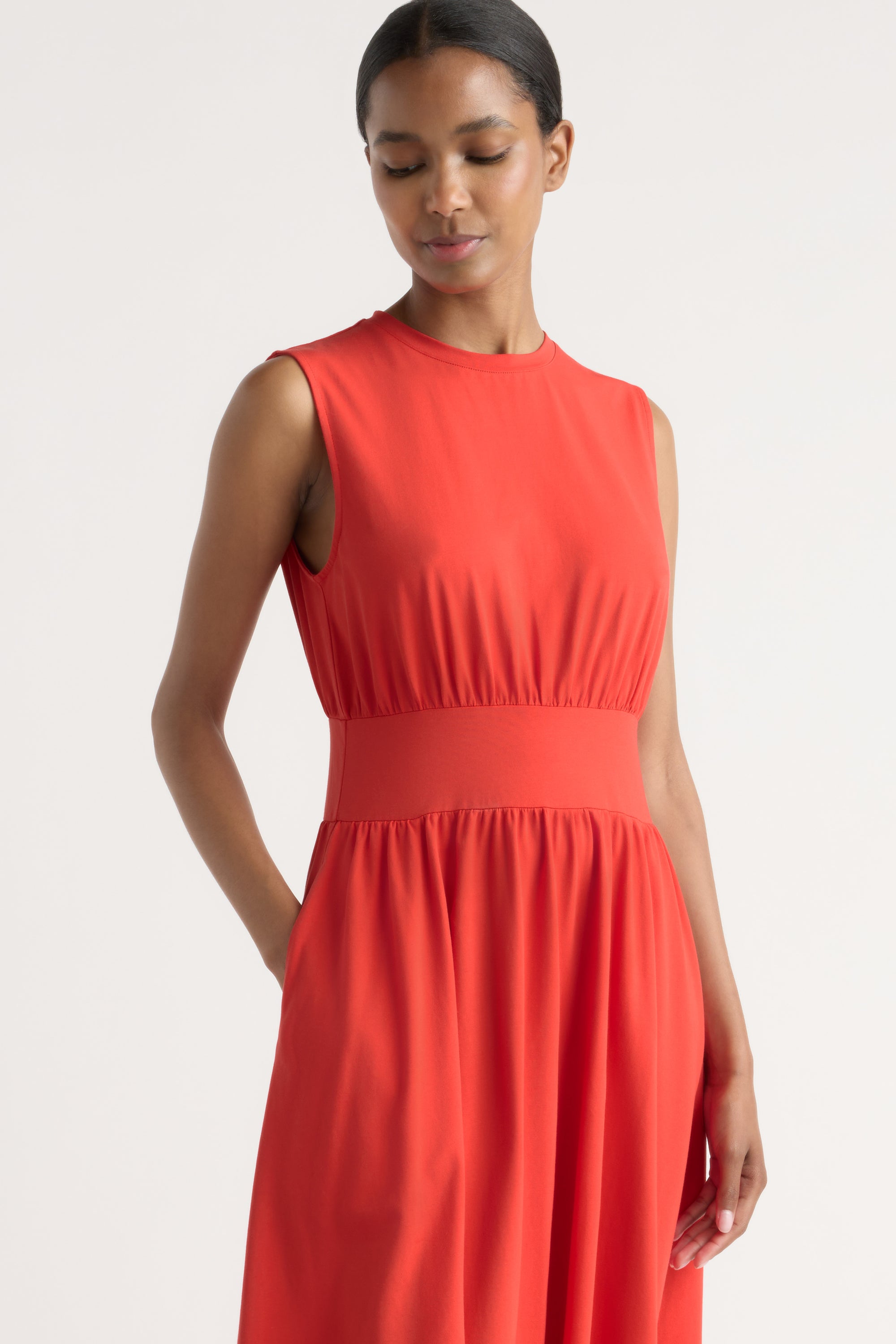 coral jersey dress Prynn Sleeveless Jersey Dress Coral / XL