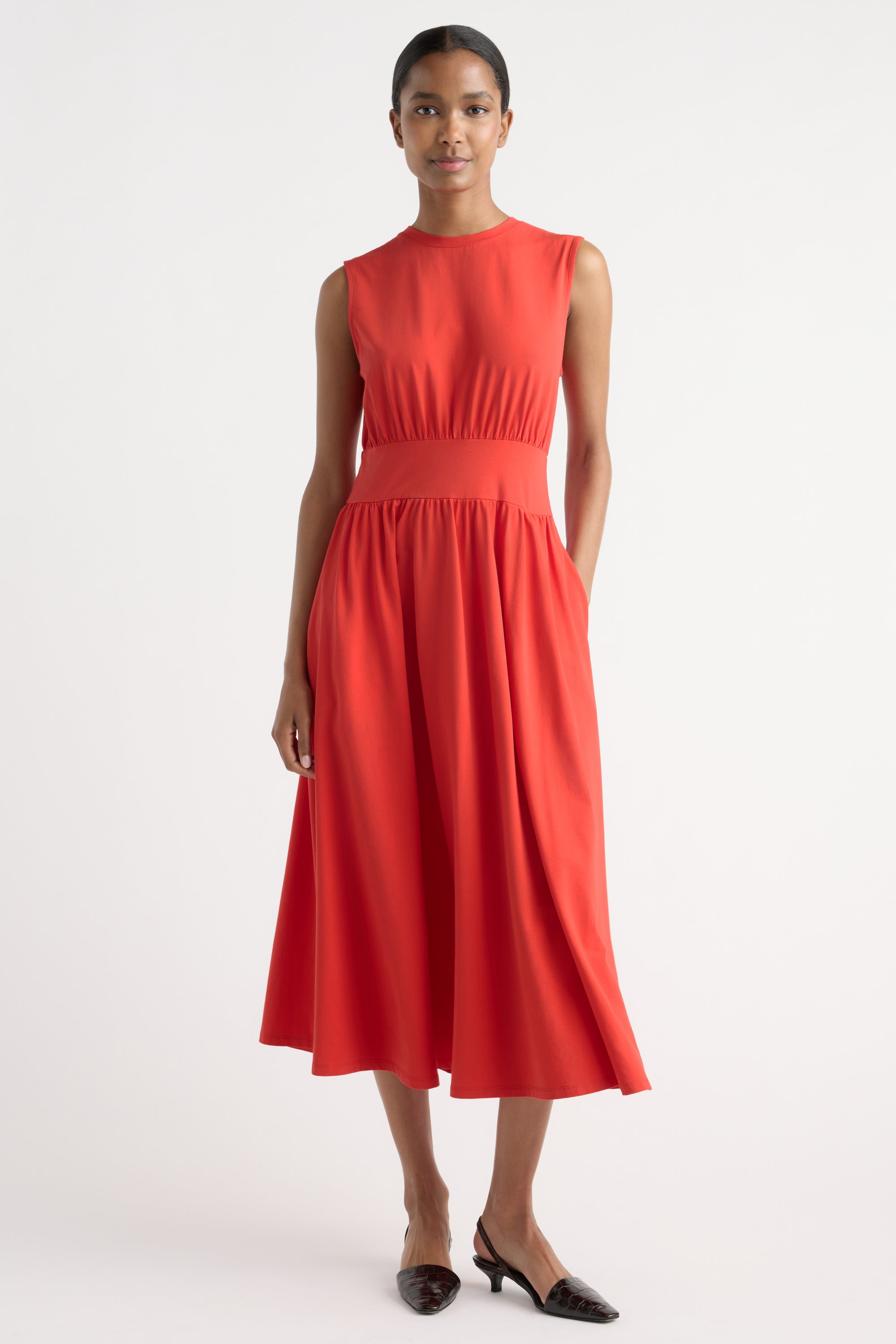 coral jersey dress Prynn Sleeveless Jersey Dress Coral / XL