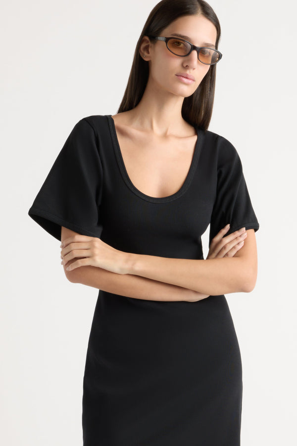 black scoop neck bodycon dress HARRIET DRAPED PEARL BODYCON MIDI DRESS IN WHITE – AKIRA