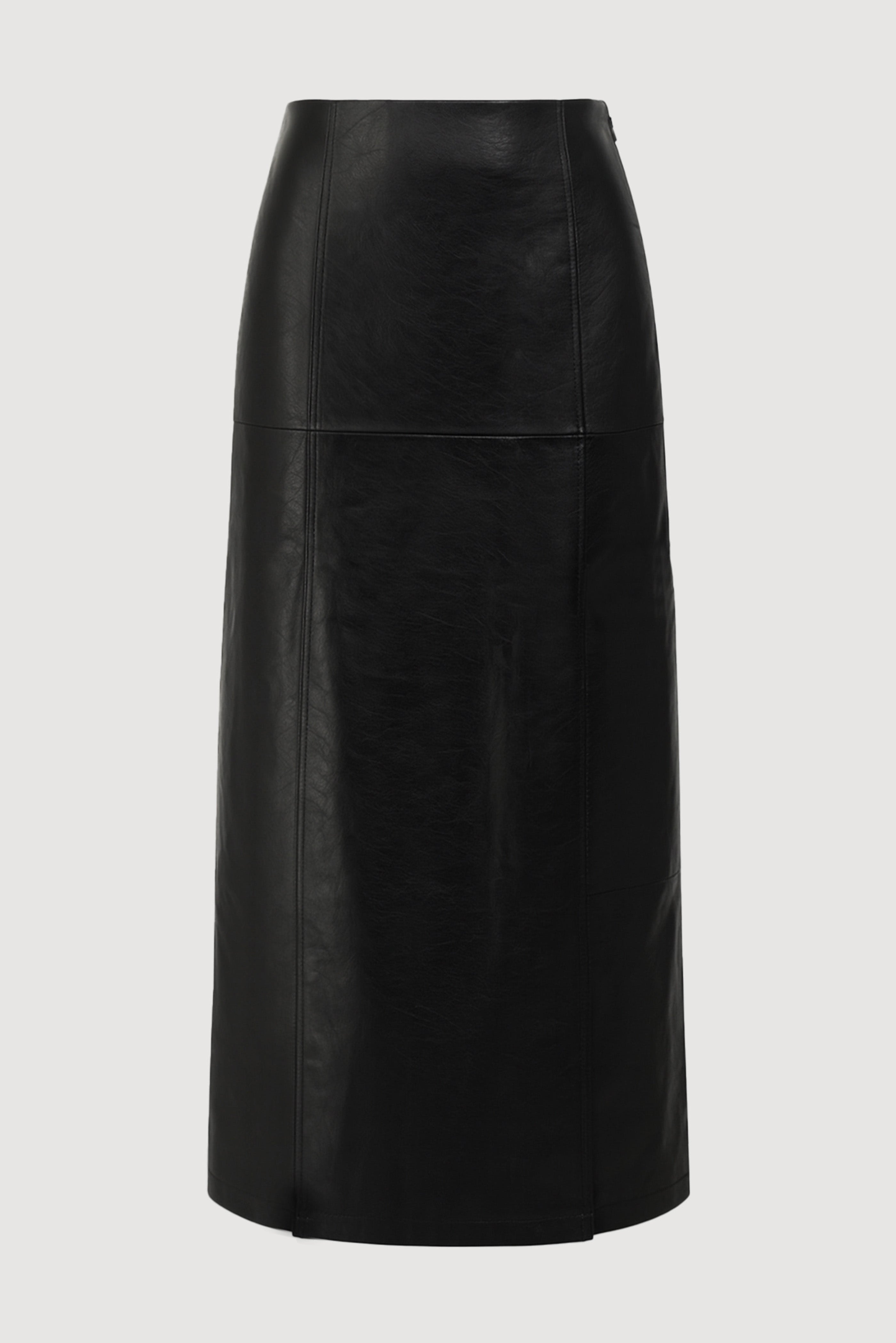 スカート SYNTHETIC LEATHER WASH WIND SKIRT Rama Front-Vent Vegan Leather Skirt
