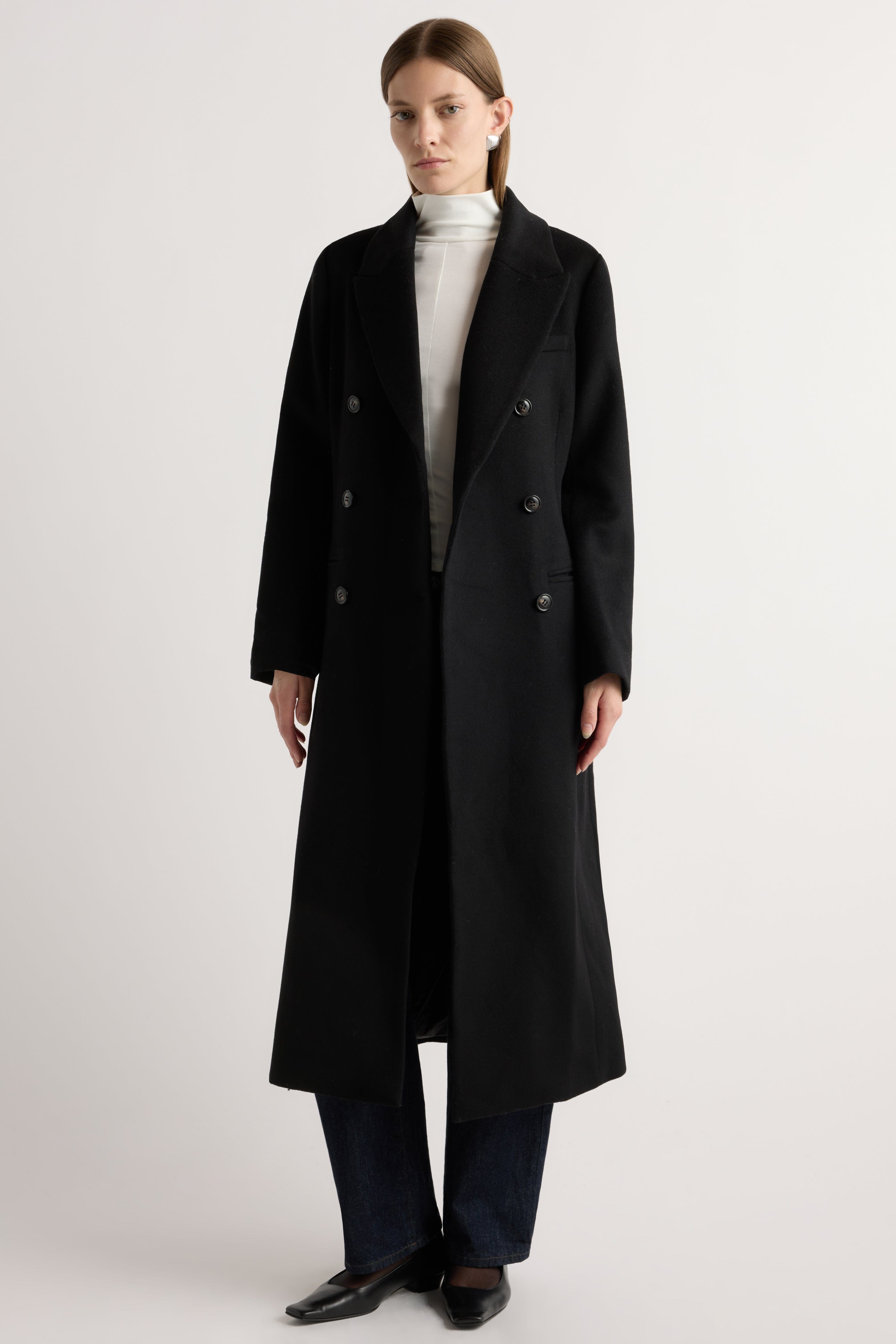 Reventon black cryf wool gabardineサイズ2 Daphne Double Faced Cashmere Coat Black | Clothing | Bamford