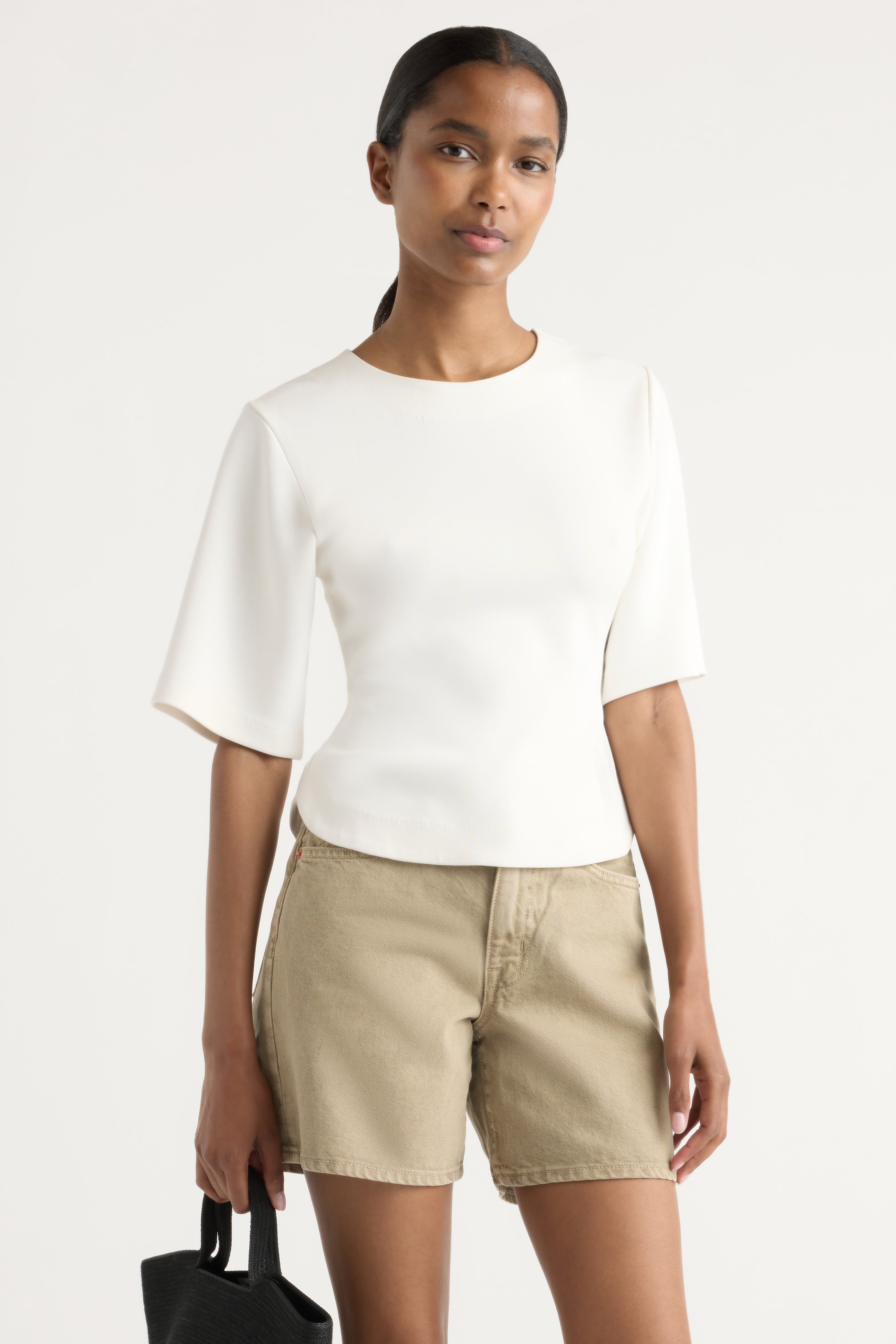 Reem Sculpted Curved-Hem Tee