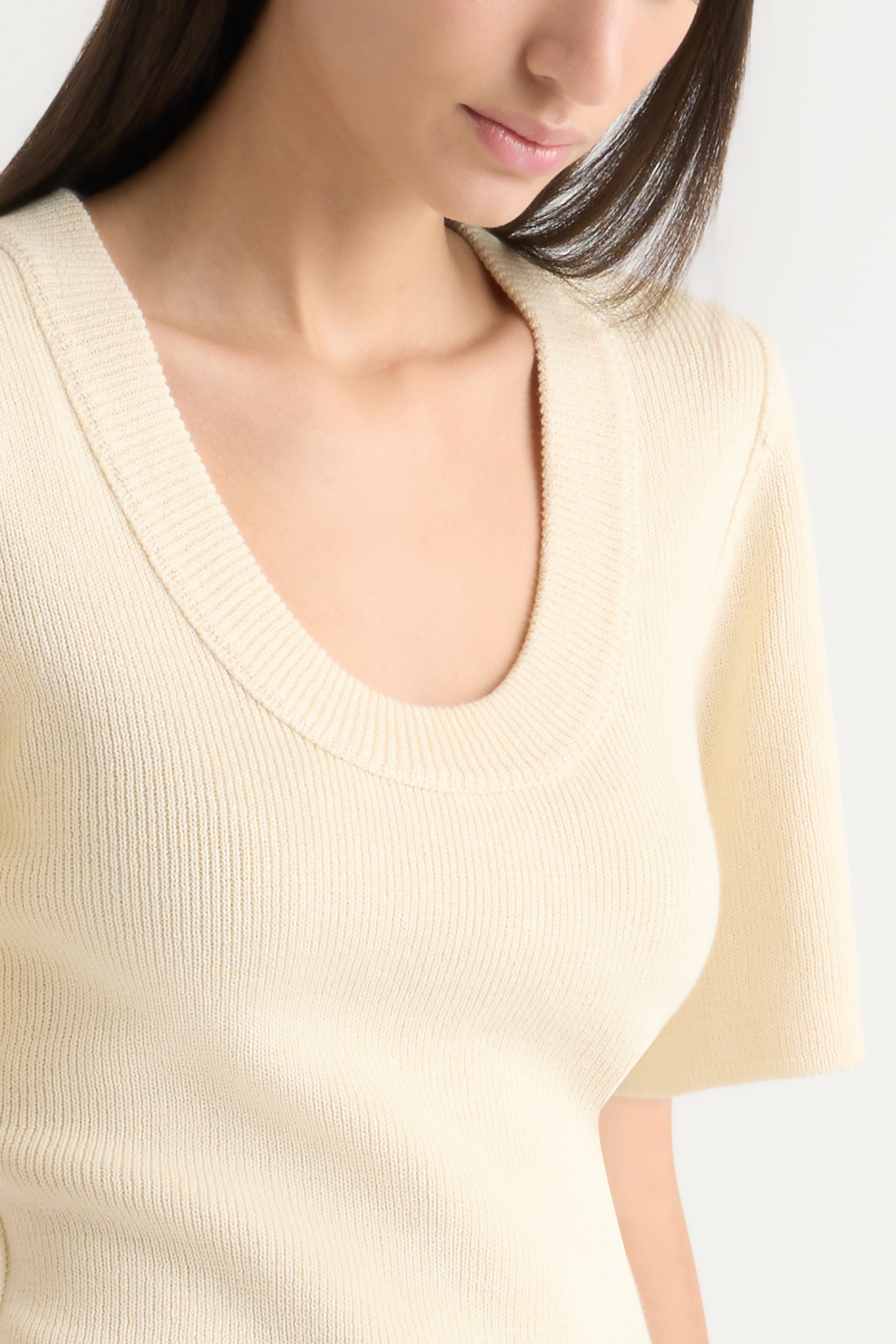 Reina Sculpted Scoop-Neck Knit Top