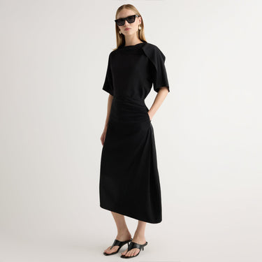 Jess | Rita Asymmetric-Hem Shirred Skirt in Size Small