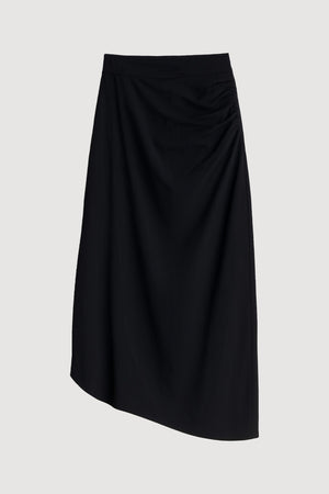 Rita Asymmetric-Hem Shirred Skirt