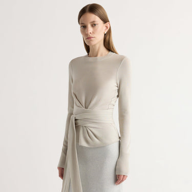 Marije | Robin Tie-Front Tencel-Wool Sweater in Size Small