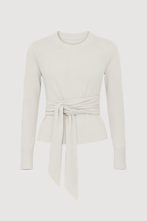 Robin Tie-Front Tencel-Wool Sweater
