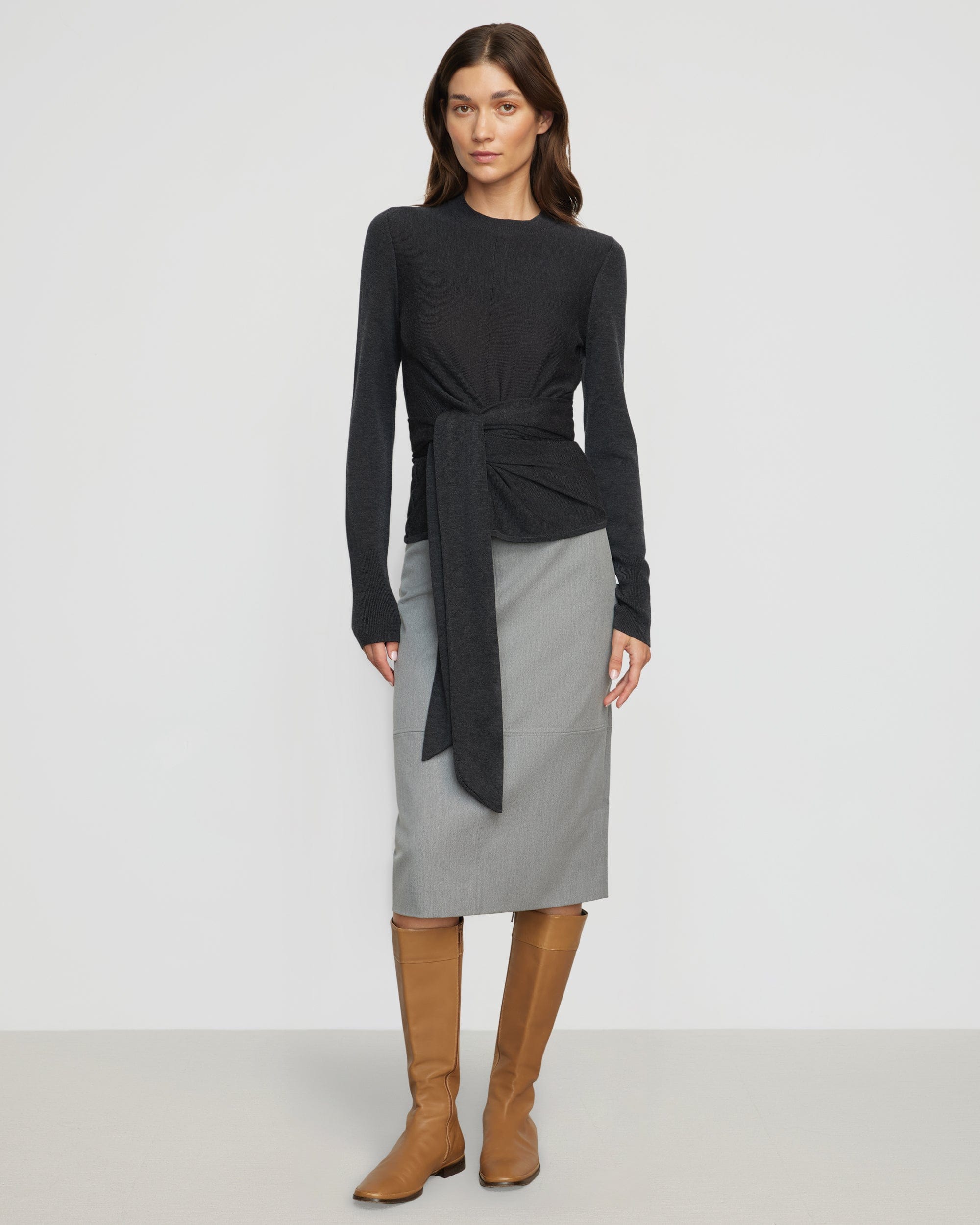 TODAYFUL Backsatin Pencil Skirt ダークグレー Zeco Schoolwear Zeco Girls School Pencil Skirt in Grey