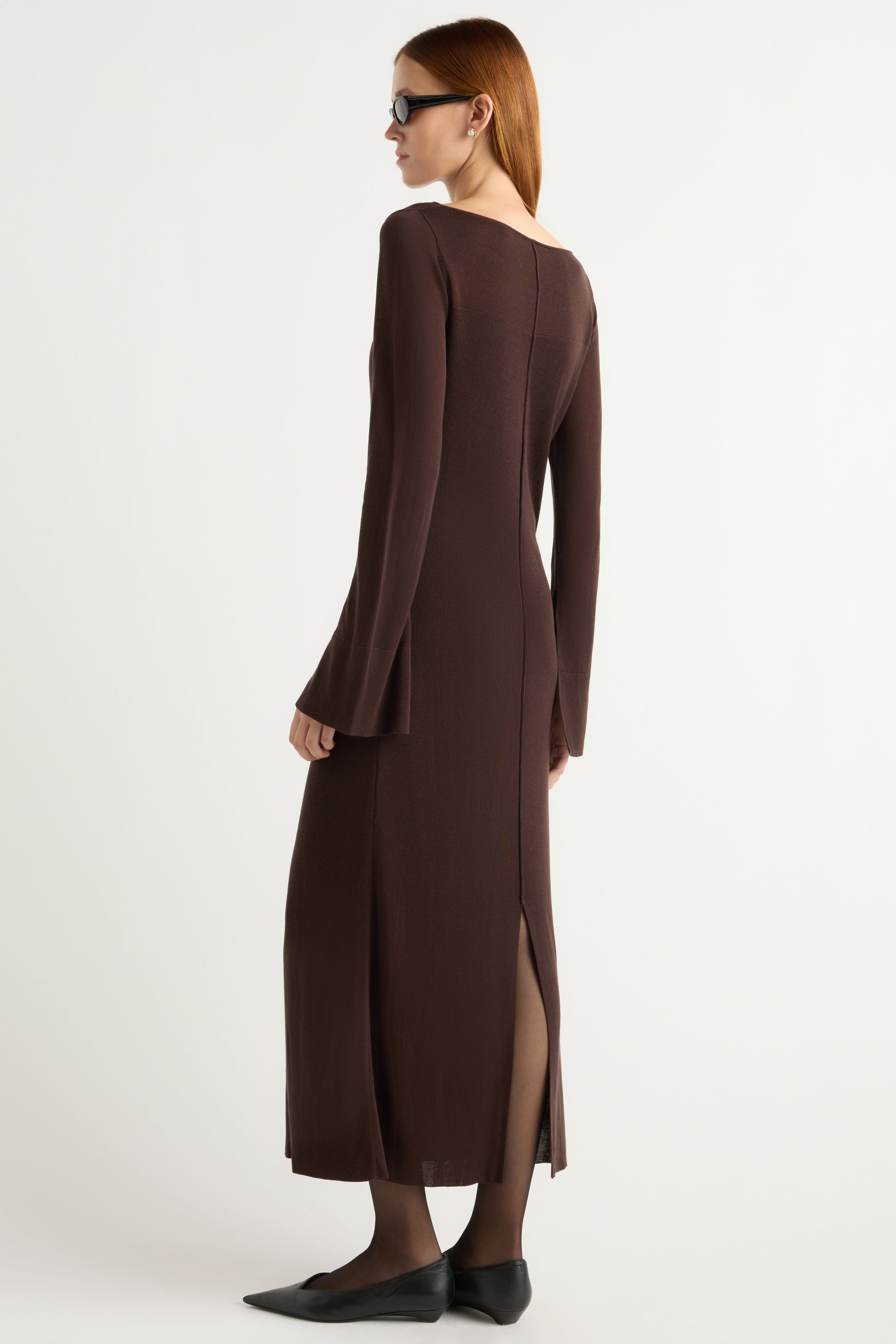 chinese dress ladies The Pepper Ribbed Midi Sweater Dress Small / Brown main image 1