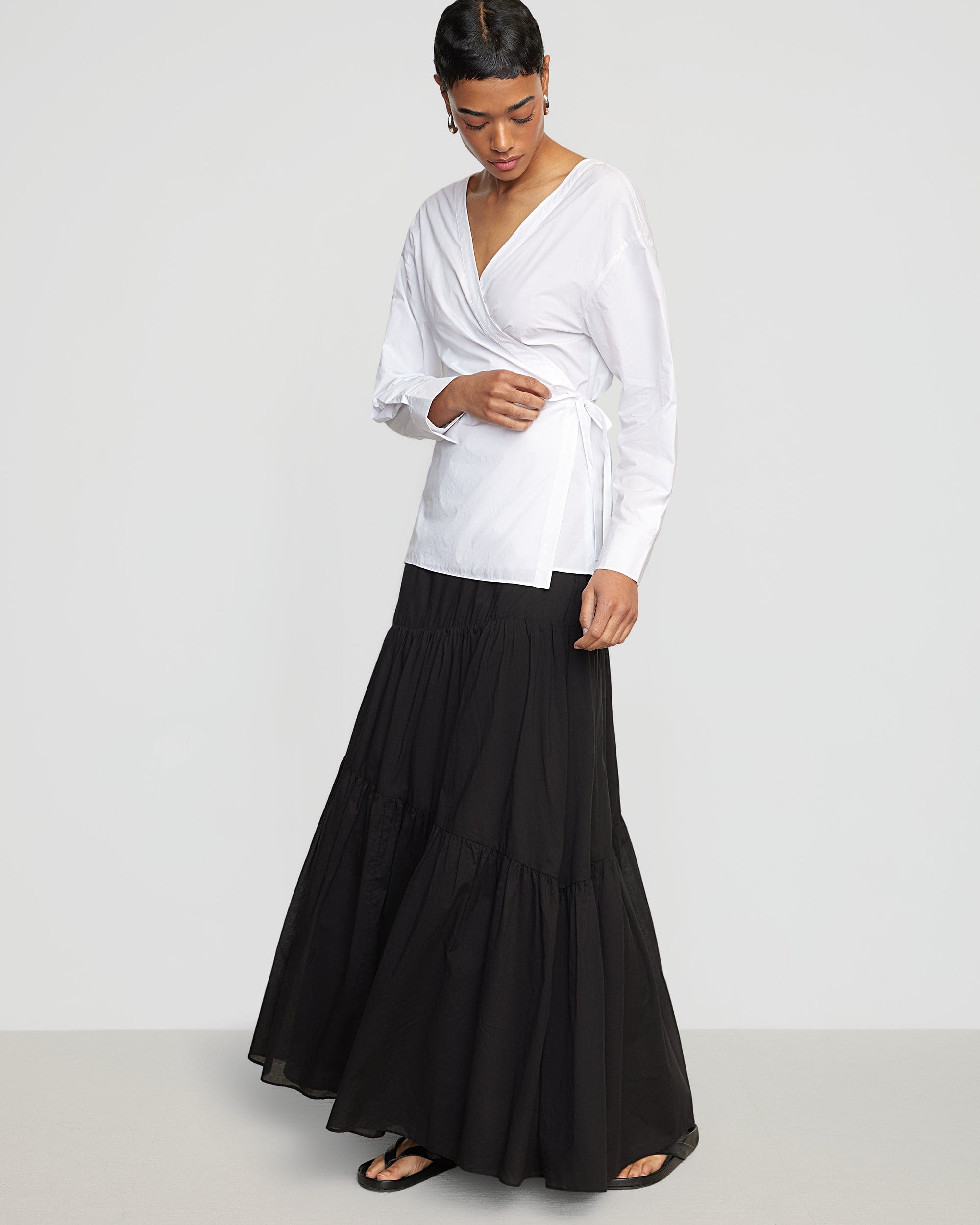 White Washed Denim Maxi Skirt