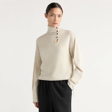 Charlotte | Sanchia Button Turtleneck Sweater in Size Small