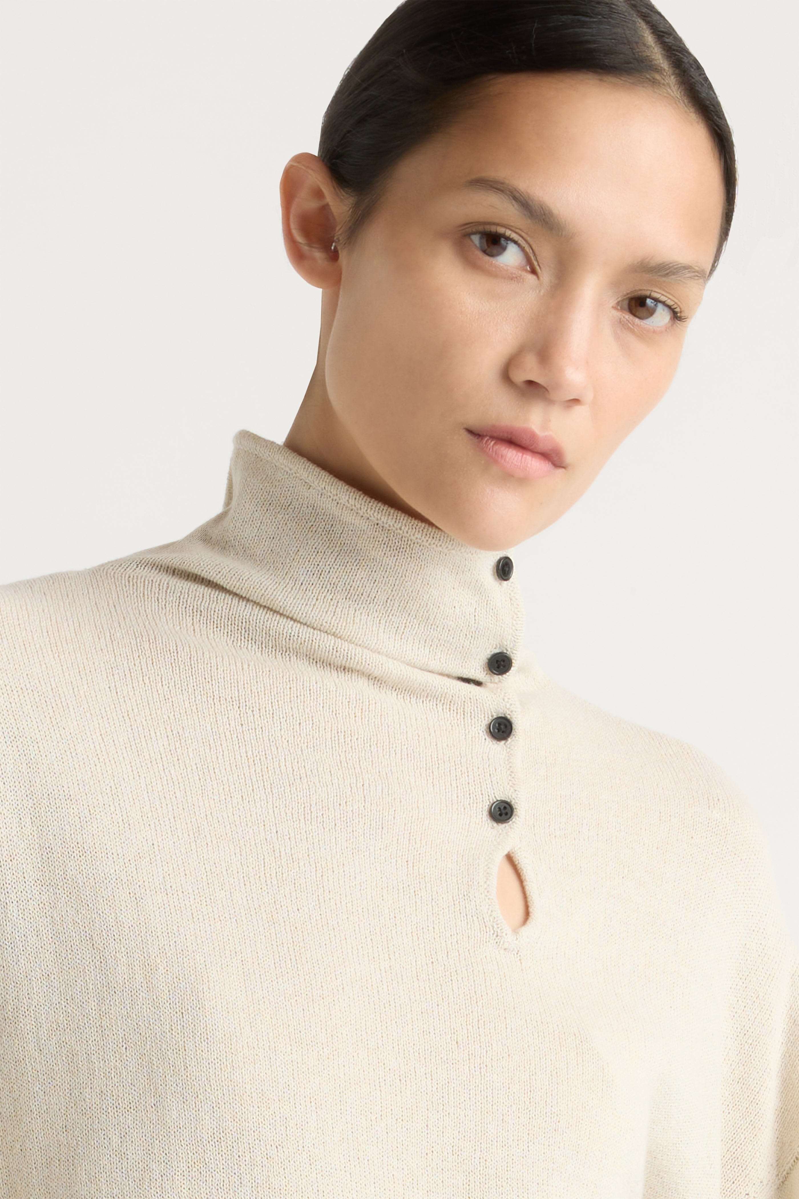 Sanchia Button Turtleneck Sweater