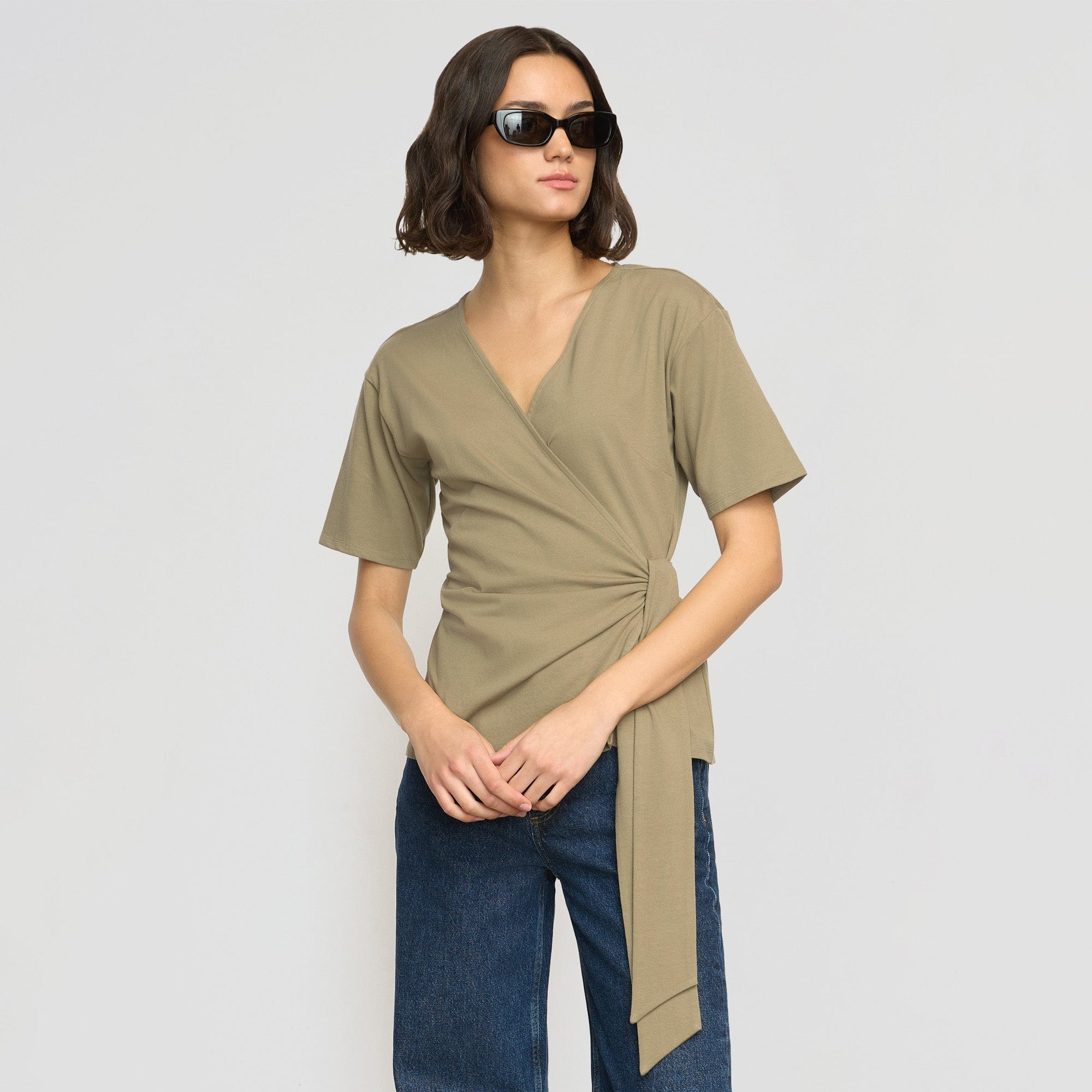 ❖seed and soils /organic cotton wrap top Sena Organic Cotton Wrap Tee
