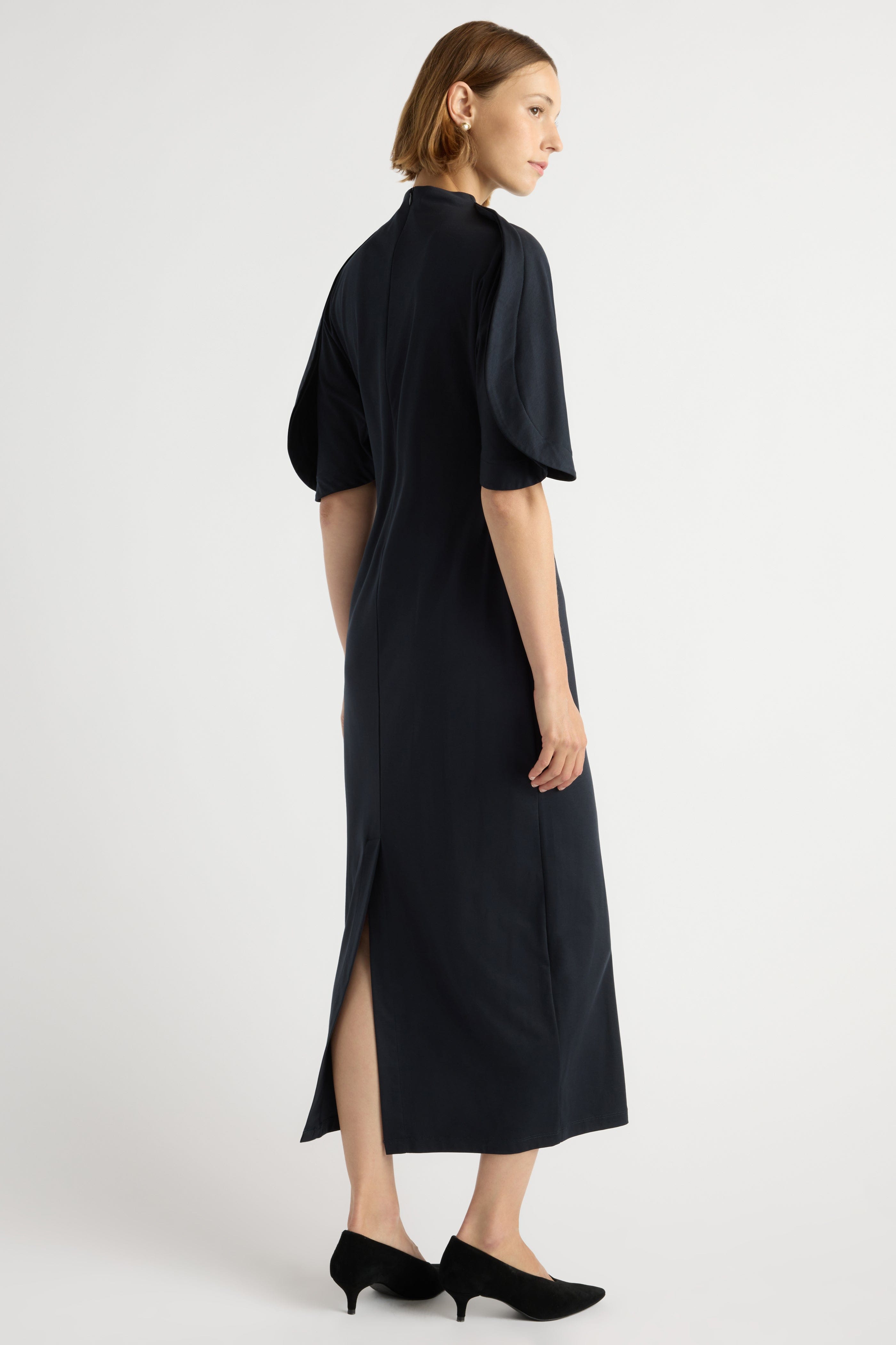 Seren Pima-Cotton Foldover-Sleeve Dress