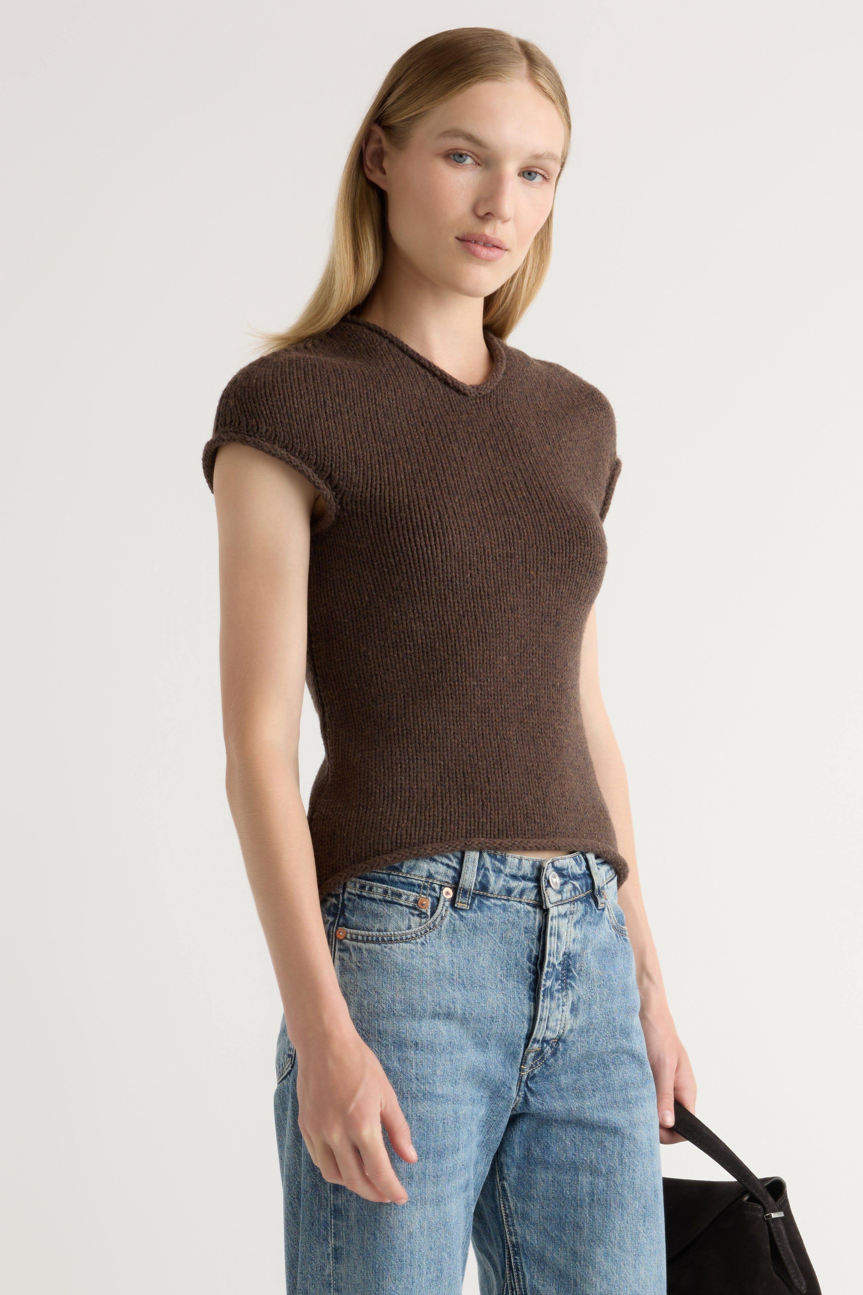 mame ラタンニット V-neck Vネックショート丈ニット（ニット/セーター）｜CHAN ME（チャンミ）の