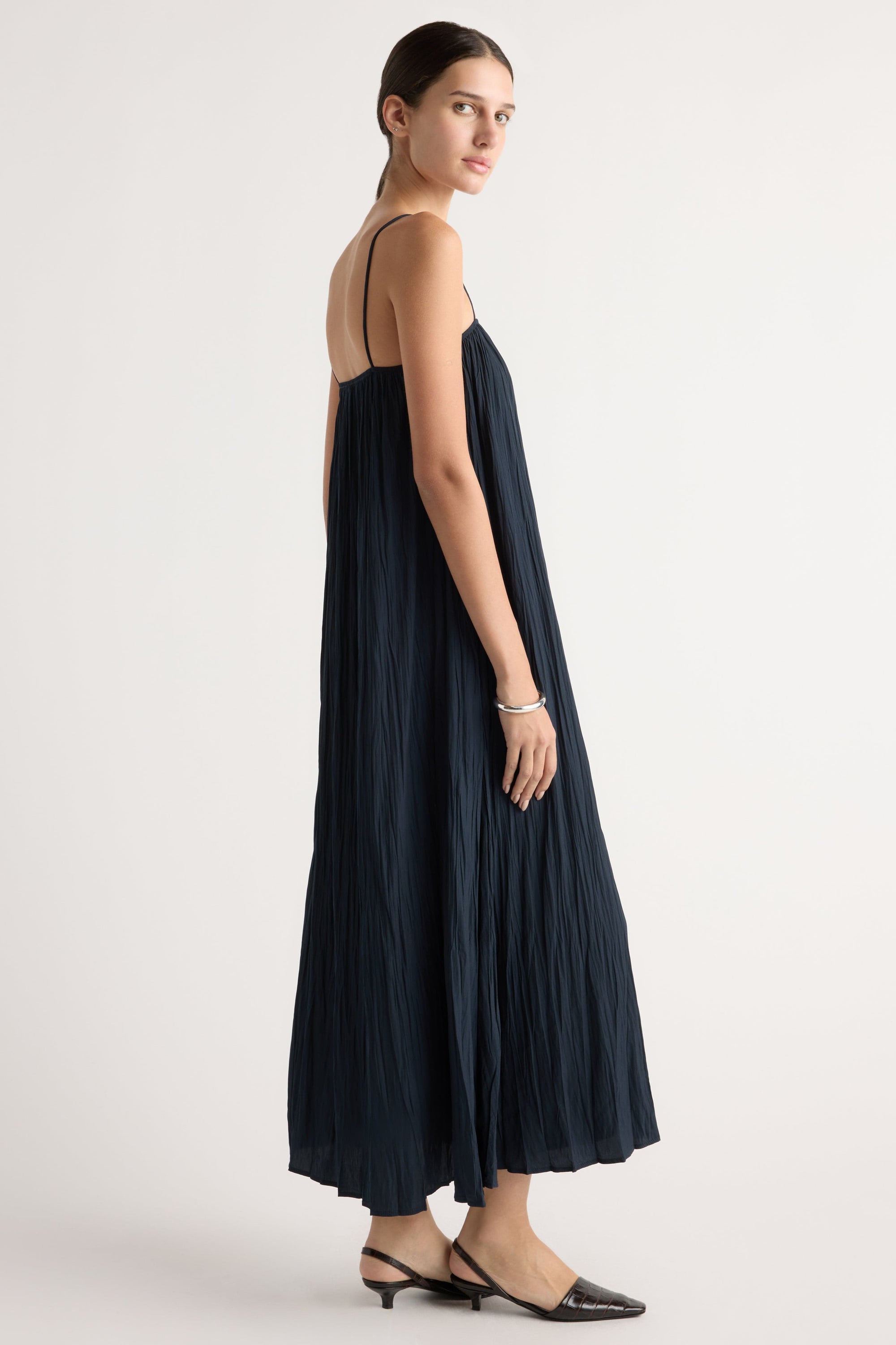strapless open back dress SLEEVELESS DRESS WITH PLEATED POPLIN SKIRT – Ellen Tracy main image 0