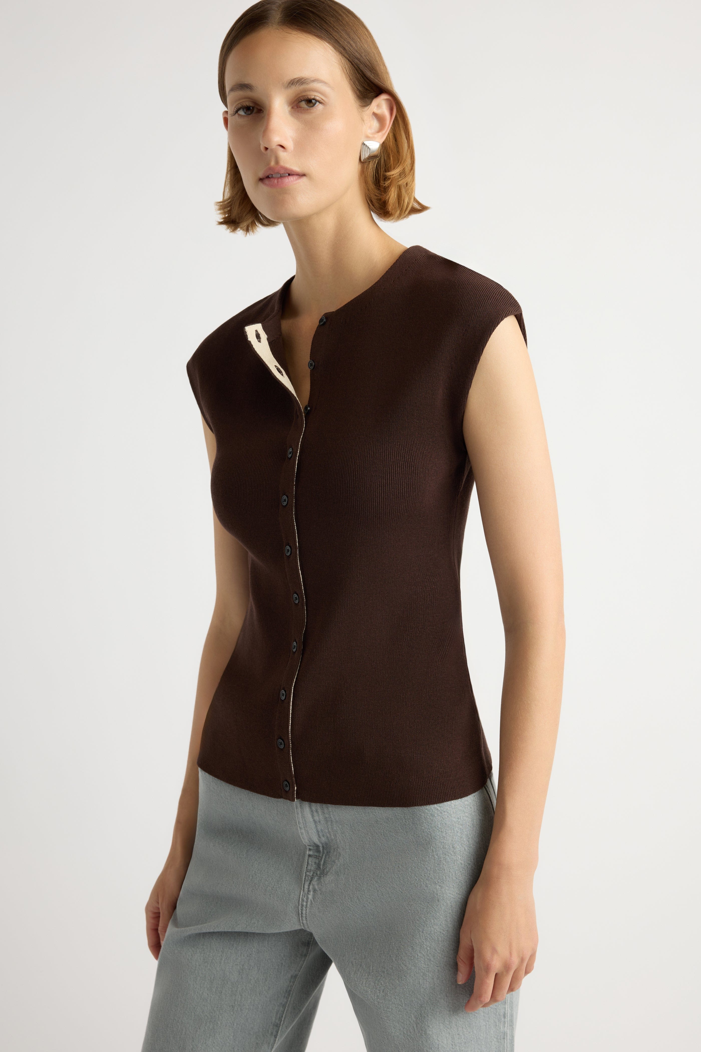 Solara Cotton Button Sweater Top